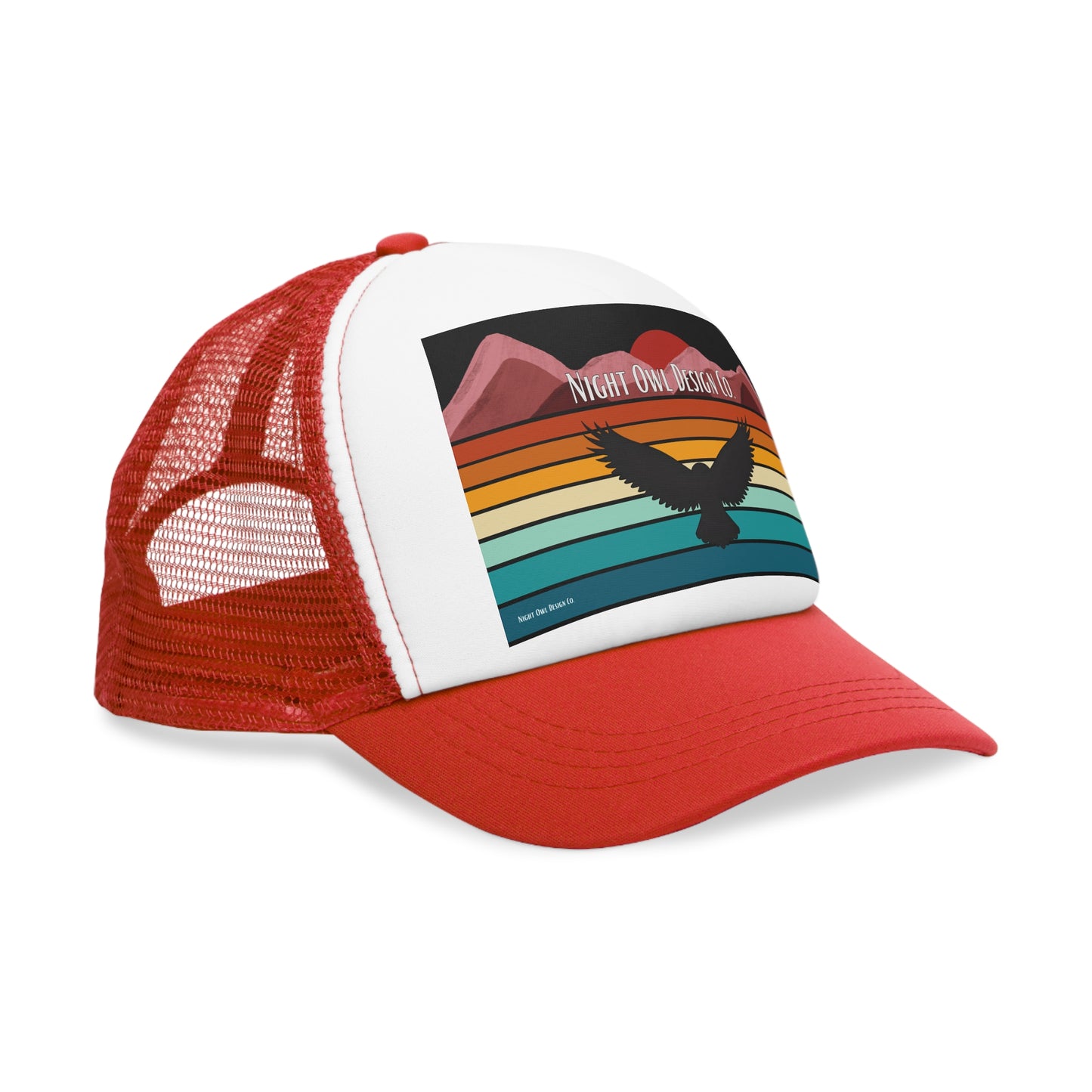 Night Owl Design Co. Retro Mountain Trucker Cap | Fun Outdoor Hat | Gift for Hikers, Adventurers, & Nature Lovers, Casual Wear, LGBTQ+ Pride