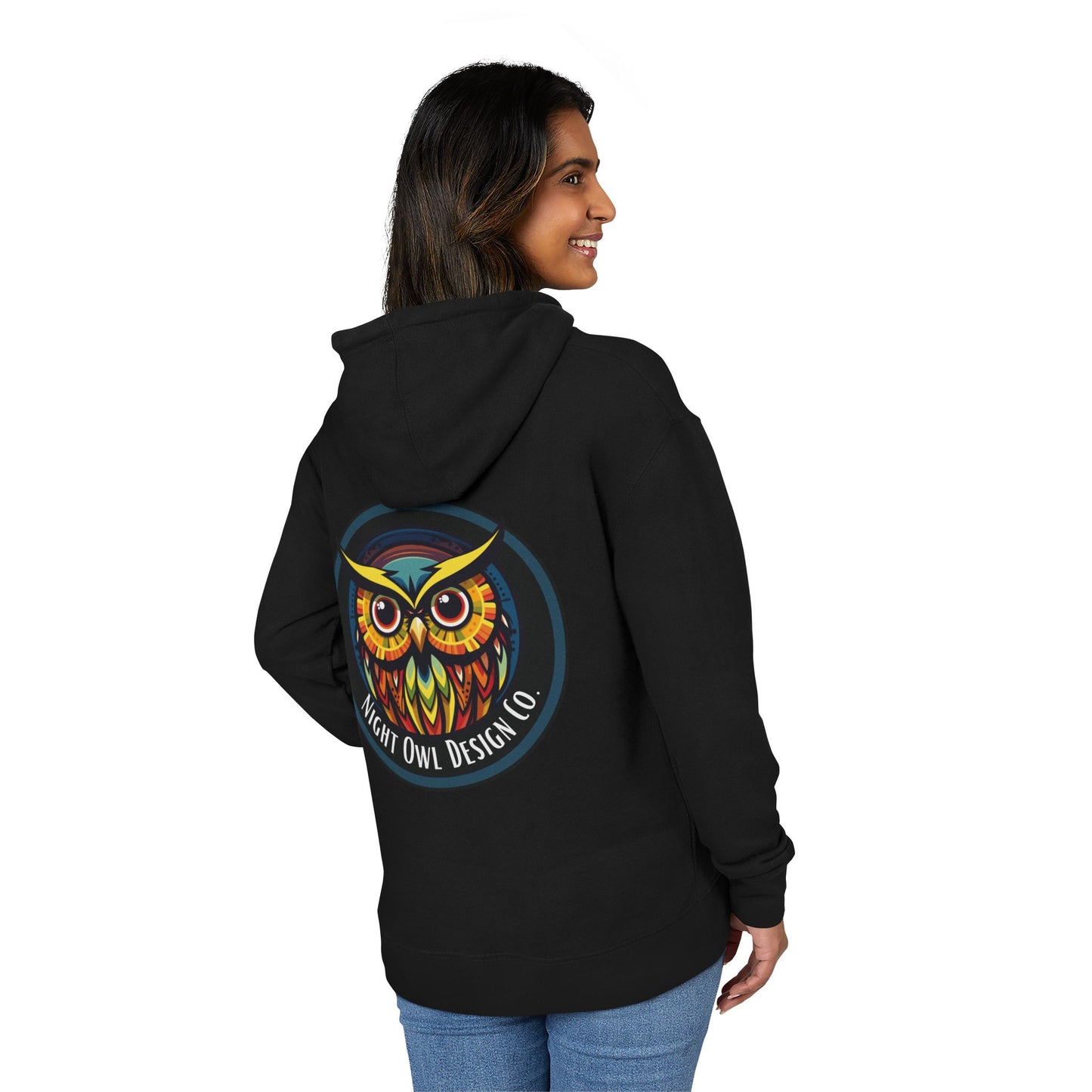 Colorful Owl Hoodie - Night Owl Design Co Original Logo Unisex French Terry