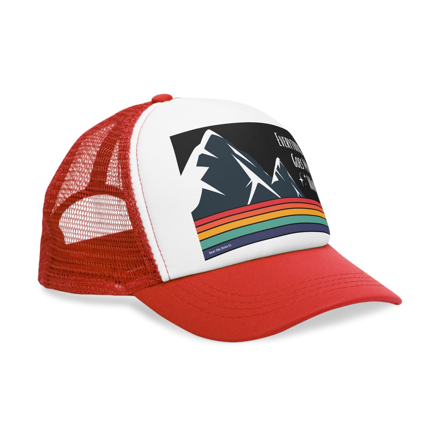 Manifestation Trucker Hat Funny Retro Mountain Trucker Cap | Fun Outdoor Hat | Gift for Hikers, Adventurers, & Nature Lovers, Casual Wear, LGBTQ+ Pride