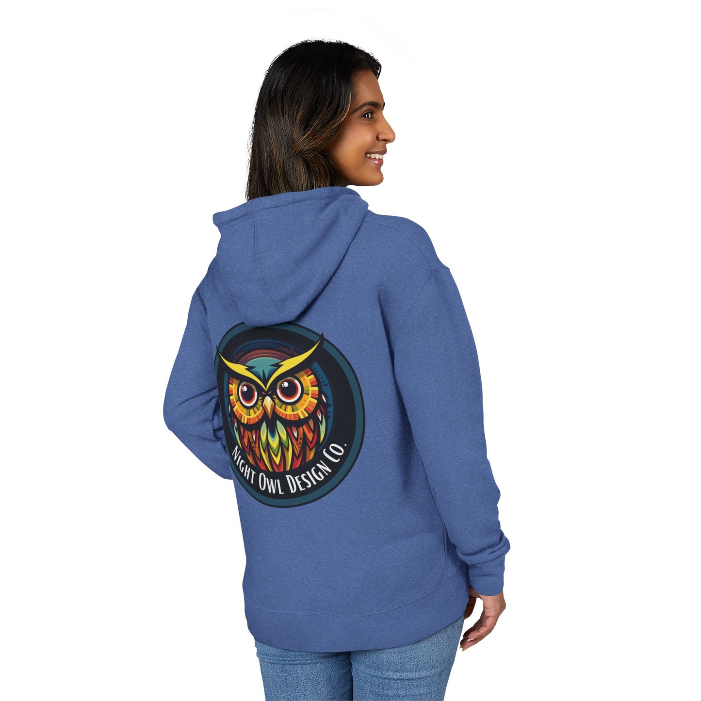 Colorful Owl Hoodie - Night Owl Design Co Original Logo Unisex French Terry