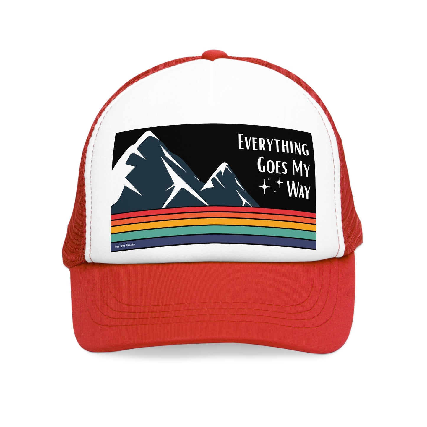 Manifestation Trucker Hat Funny Retro Mountain Trucker Cap | Fun Outdoor Hat | Gift for Hikers, Adventurers, & Nature Lovers, Casual Wear, LGBTQ+ Pride