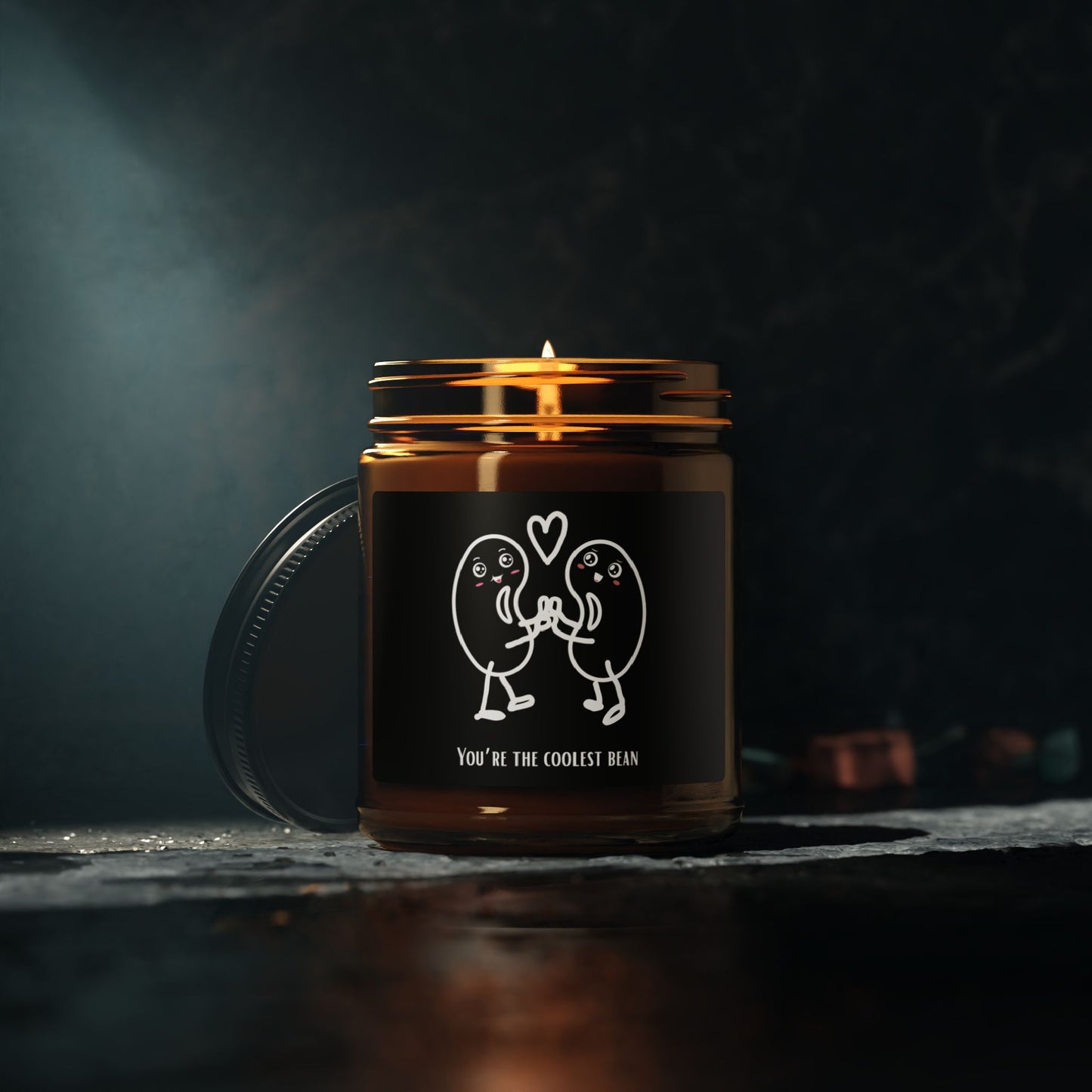 Candle — "You’re the coolest bean" Amber Soy Candle (Romantic Scented Gift)
