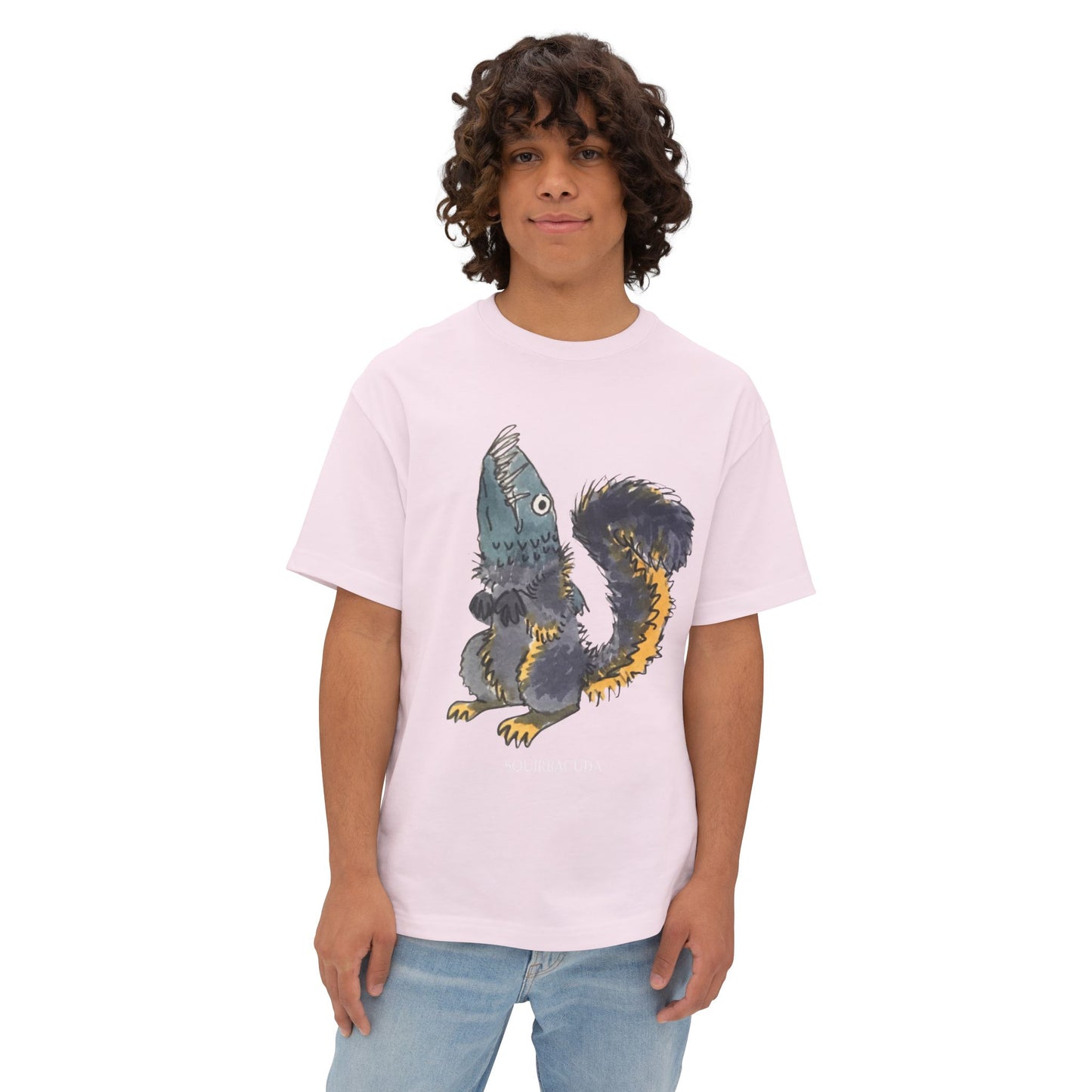 'Squirbacuda' Barracuda meets Squirrel original Design Cute Animal Graphic Boxy Tee, Unisex T-Shirt, Oversized Tee for Casual Wear, Perfect Gift for Animal Lovers, Humor Tee