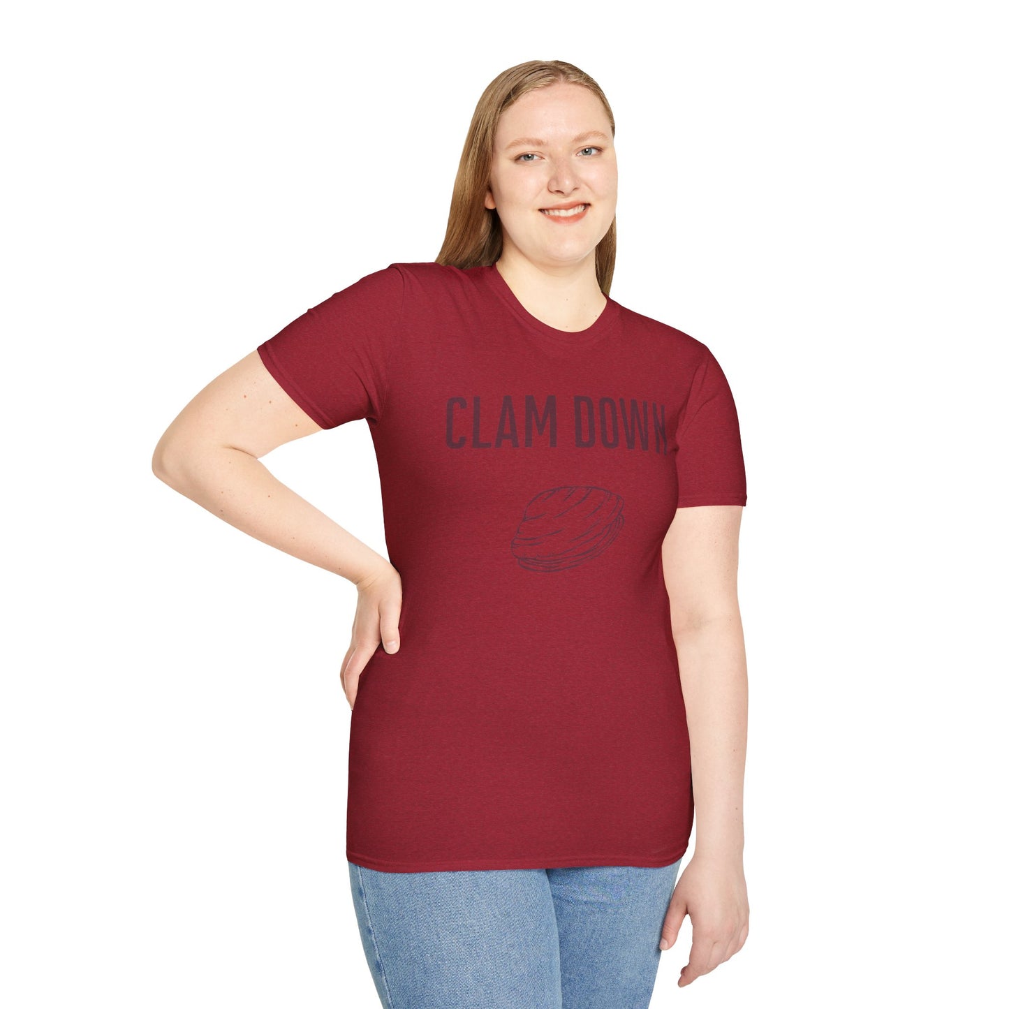 Clam Down Unisex Soft style T-Shirt funny chill t-shirt.