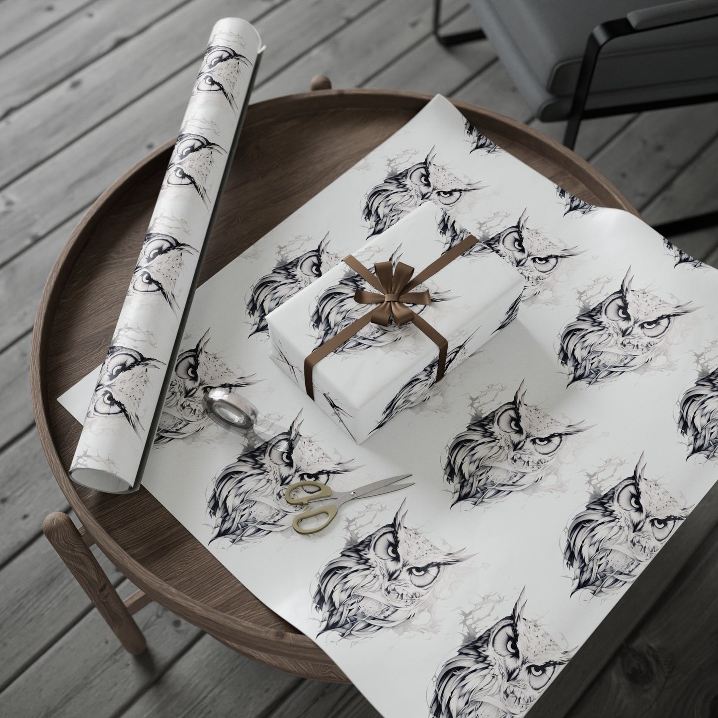 Artistic Owl Wrapping Paper, Unique Gift Wrap for All Occasions, Eco-Friendly, Decorative Paper for Birthdays, Holidays, Showers