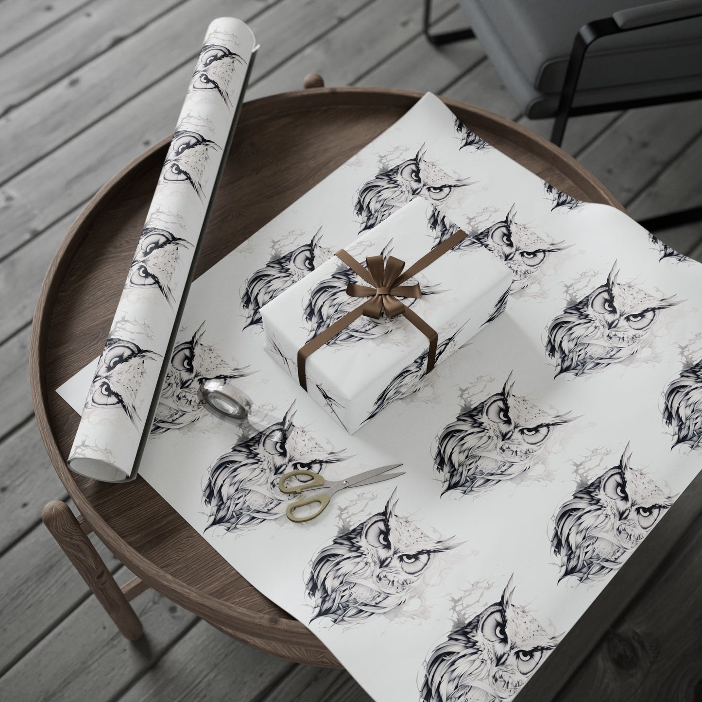 Artistic Owl Wrapping Paper, Unique Gift Wrap for All Occasions, Eco-Friendly, Decorative Paper for Birthdays, Holidays, Showers