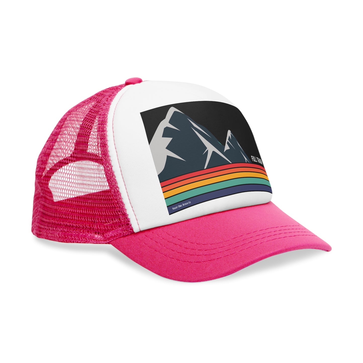 'Full Trash' Mountain Trucker Hat Retro Mountain Trucker Cap | Fun Outdoor Hat | Gift for Hikers, Adventurers, & Nature Lovers, Casual Wear, LGBTQ+ Pride