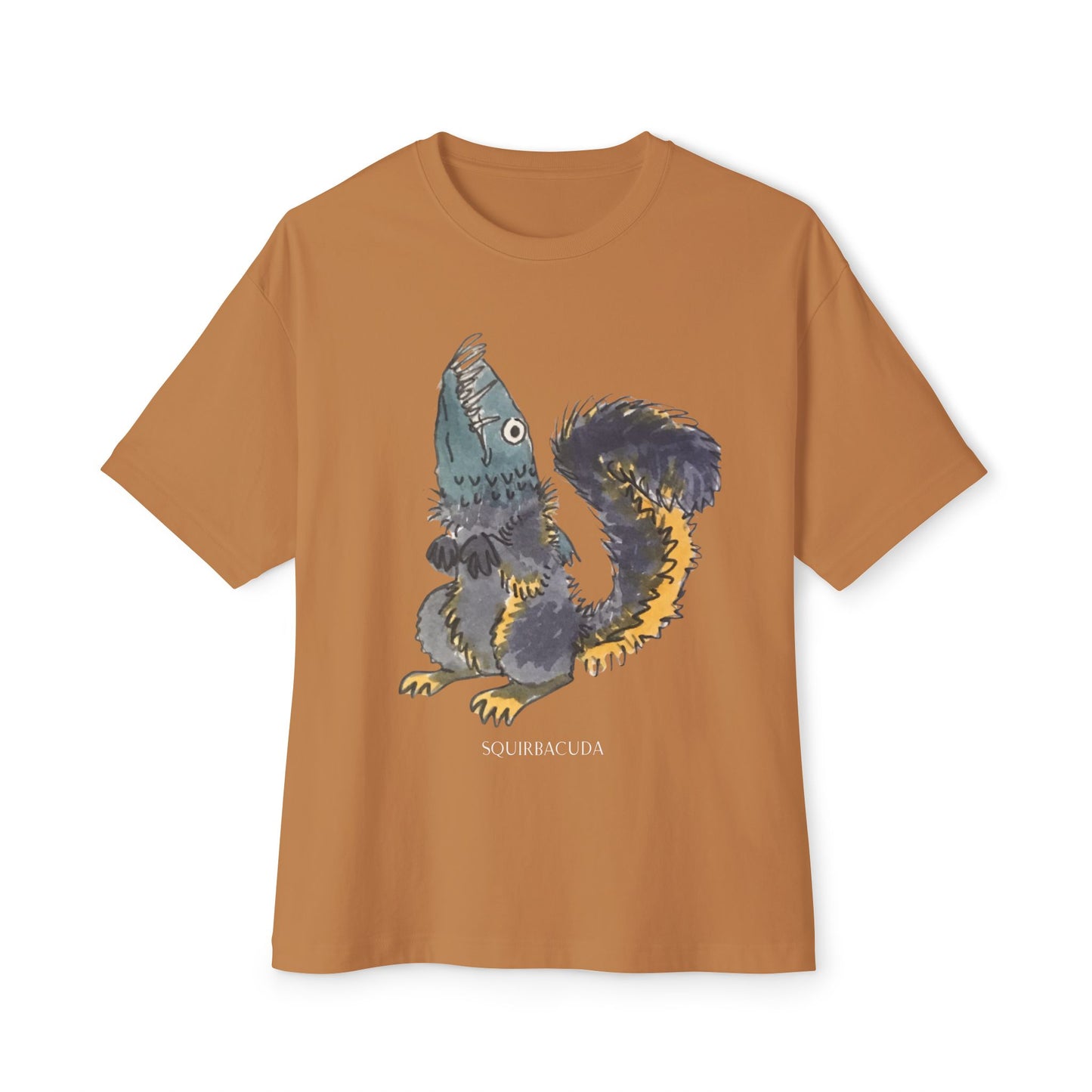 'Squirbacuda' Barracuda meets Squirrel original Design Cute Animal Graphic Boxy Tee, Unisex T-Shirt, Oversized Tee for Casual Wear, Perfect Gift for Animal Lovers, Humor Tee
