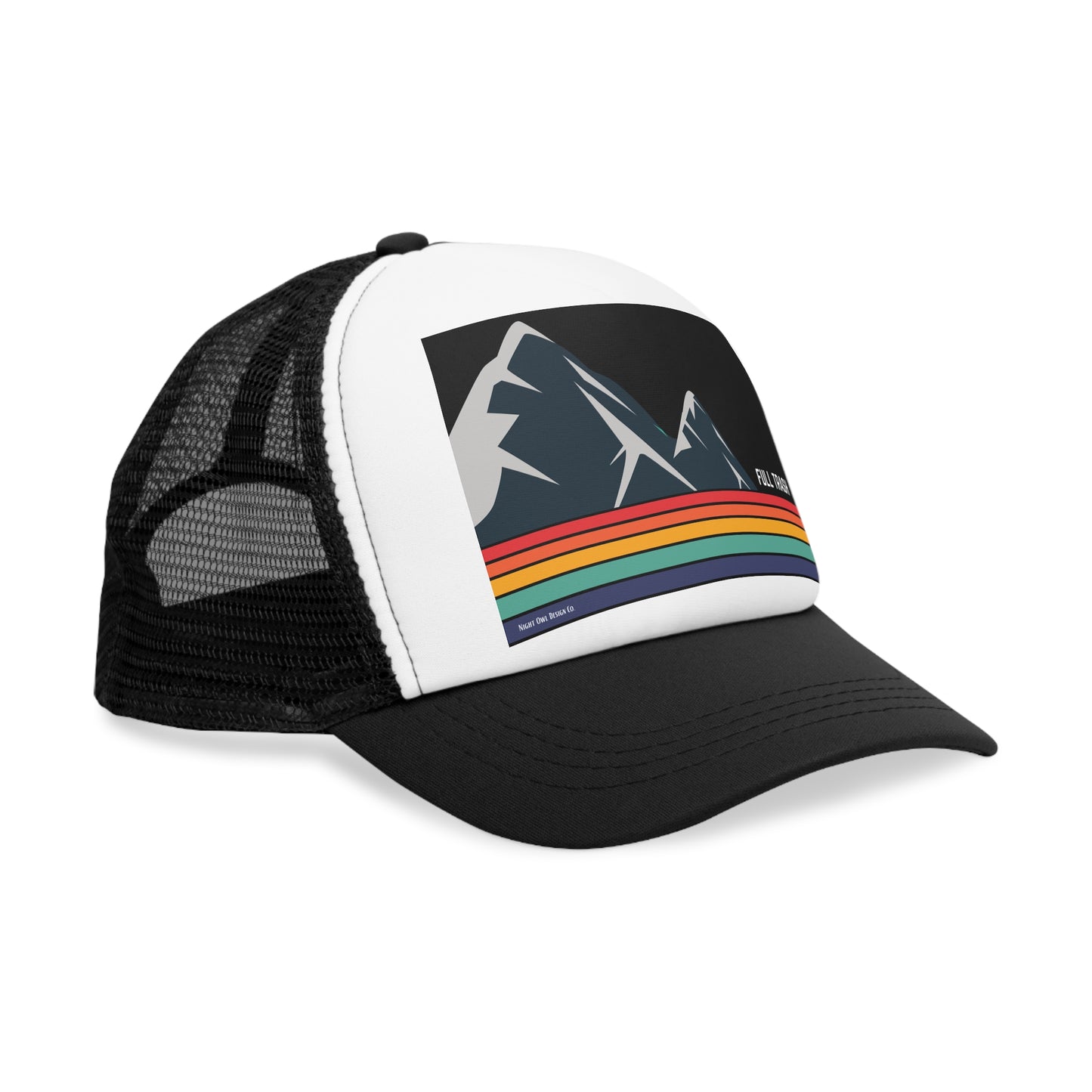 'Full Trash' Mountain Trucker Hat Retro Mountain Trucker Cap | Fun Outdoor Hat | Gift for Hikers, Adventurers, & Nature Lovers, Casual Wear, LGBTQ+ Pride