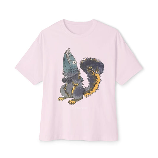 'Squirbacuda' Barracuda meets Squirrel original Design Cute Animal Graphic Boxy Tee, Unisex T-Shirt, Oversized Tee for Casual Wear, Perfect Gift for Animal Lovers, Humor Tee
