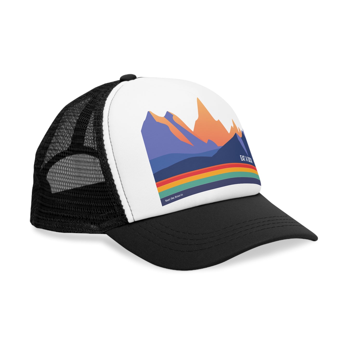 Eat a Dick Funny Retro Mountain Trucker Cap | Fun Outdoor Hat | Gift for Hikers, Adventurers, & Nature Lovers, Casual Wear, LGBTQ+ Pride