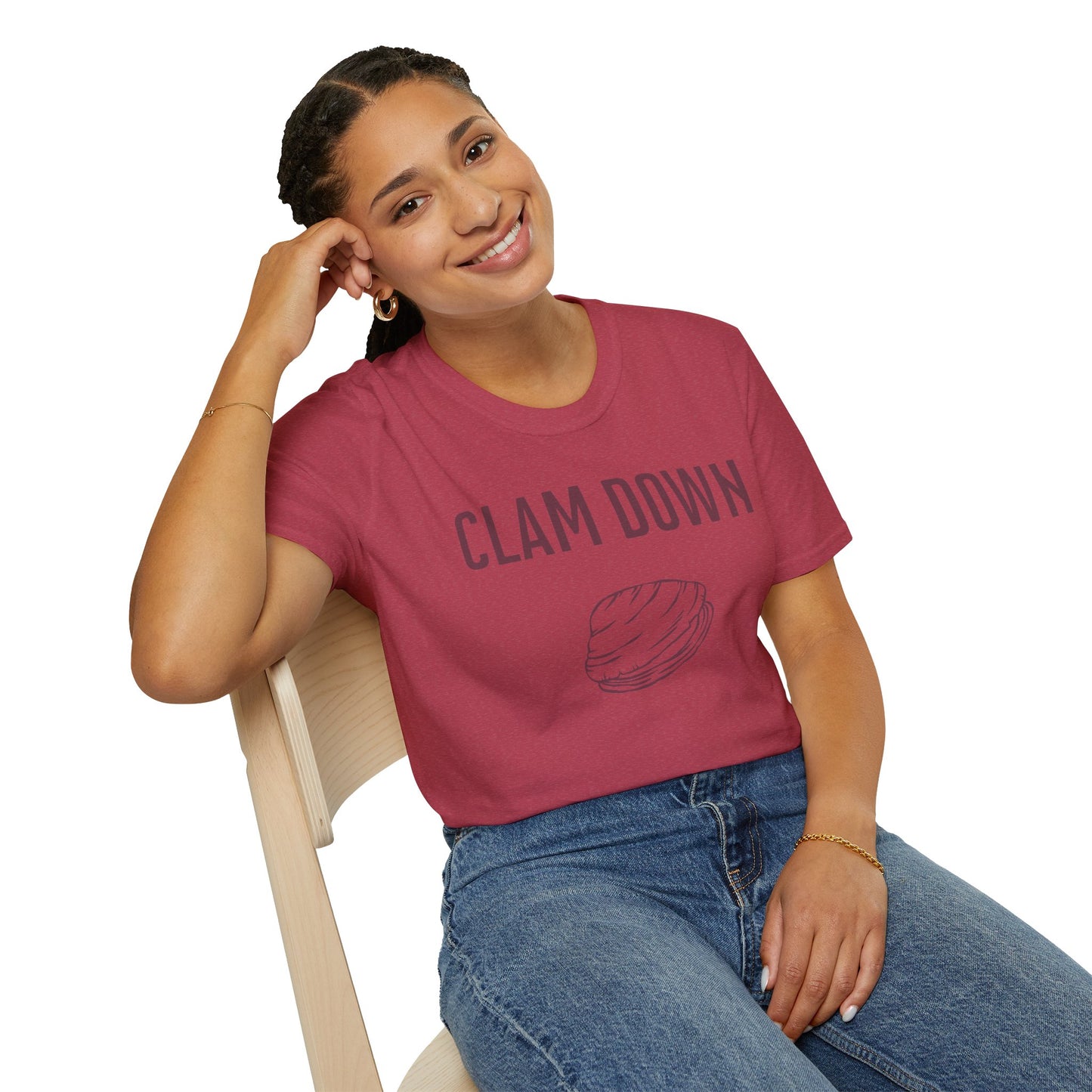 Clam Down Unisex Soft style T-Shirt funny chill t-shirt.