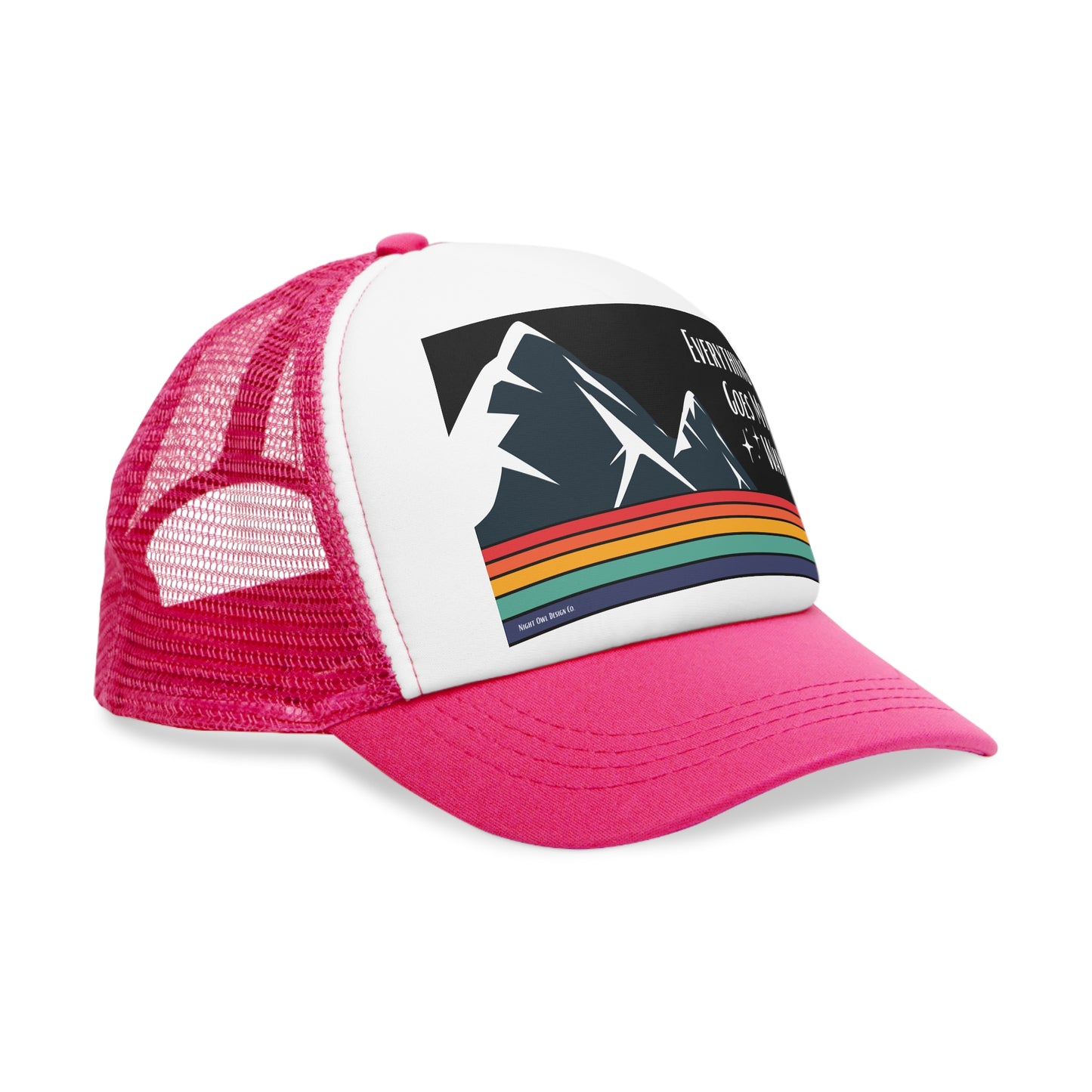 Manifestation Trucker Hat Funny Retro Mountain Trucker Cap | Fun Outdoor Hat | Gift for Hikers, Adventurers, & Nature Lovers, Casual Wear, LGBTQ+ Pride