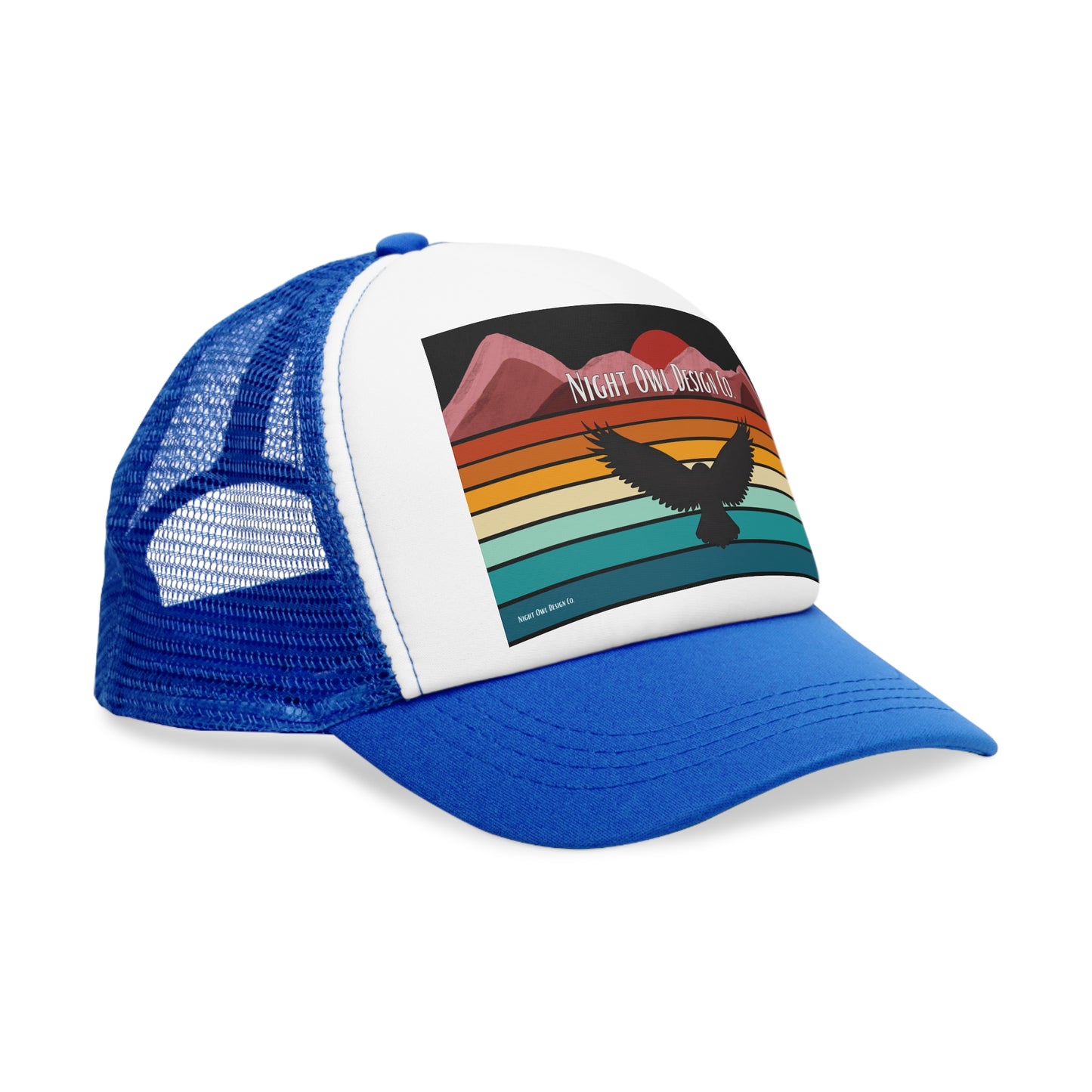 Night Owl Design Co. Retro Mountain Trucker Cap | Fun Outdoor Hat | Gift for Hikers, Adventurers, & Nature Lovers, Casual Wear, LGBTQ+ Pride