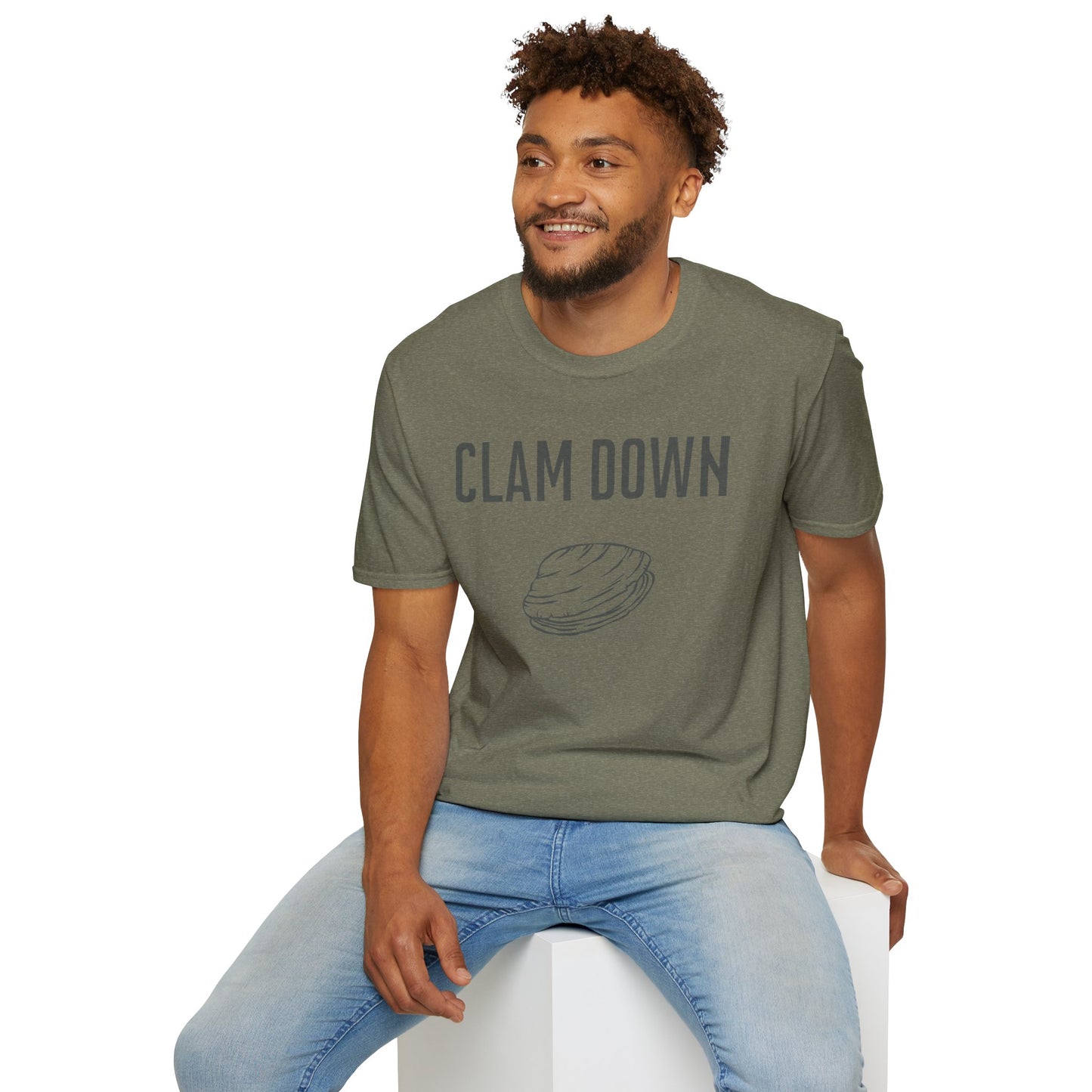 Clam Down Unisex Soft style T-Shirt funny chill t-shirt.