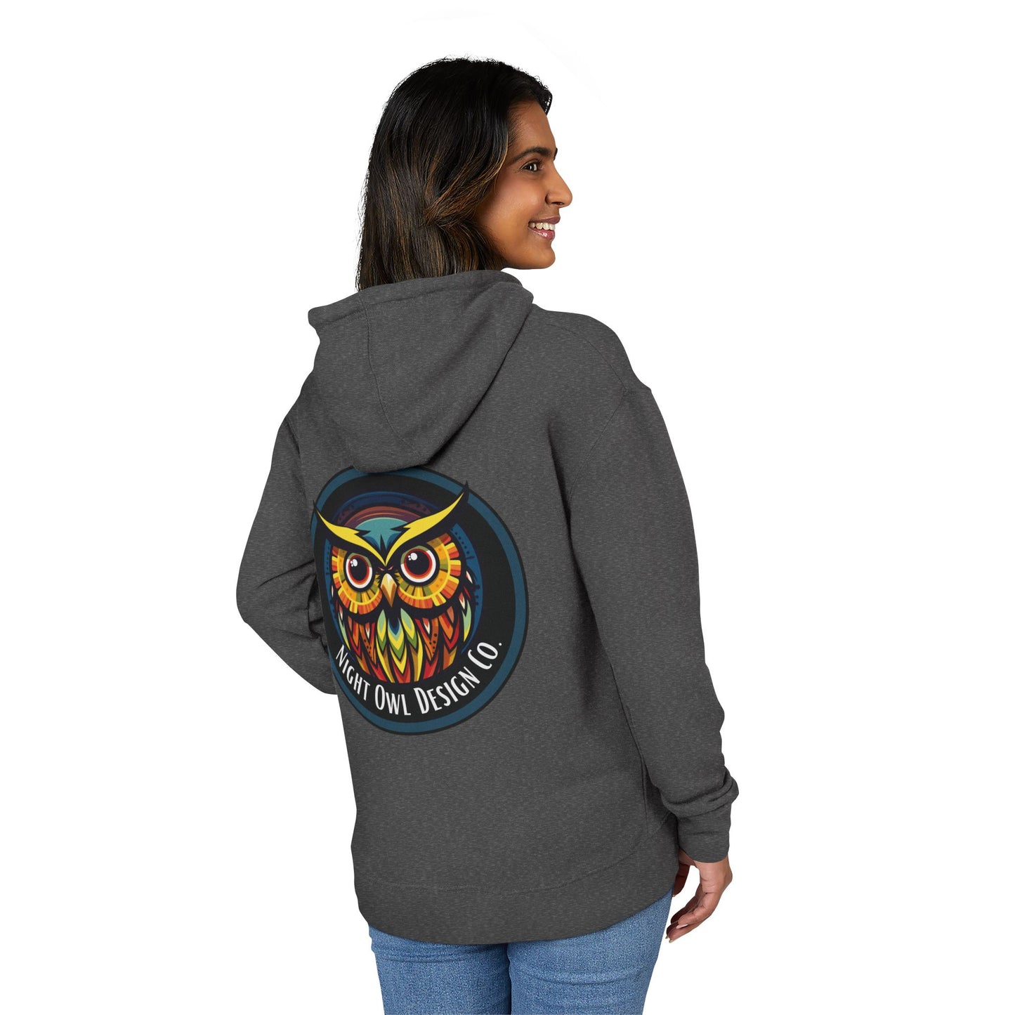 Colorful Owl Hoodie - Night Owl Design Co Original Logo Unisex French Terry