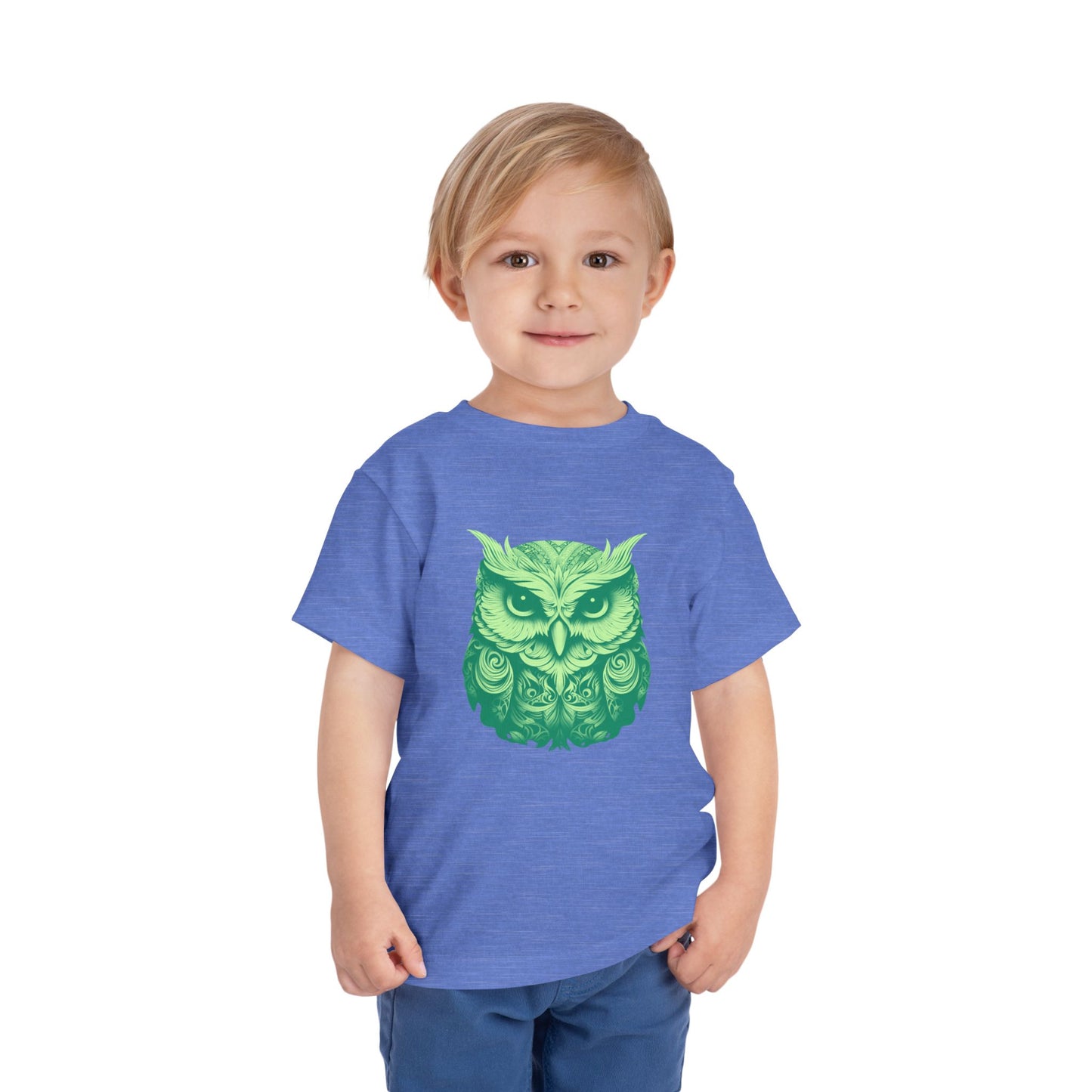 Toddler Tee - Green Botanical Owl Graphic Cute Kids Shirt