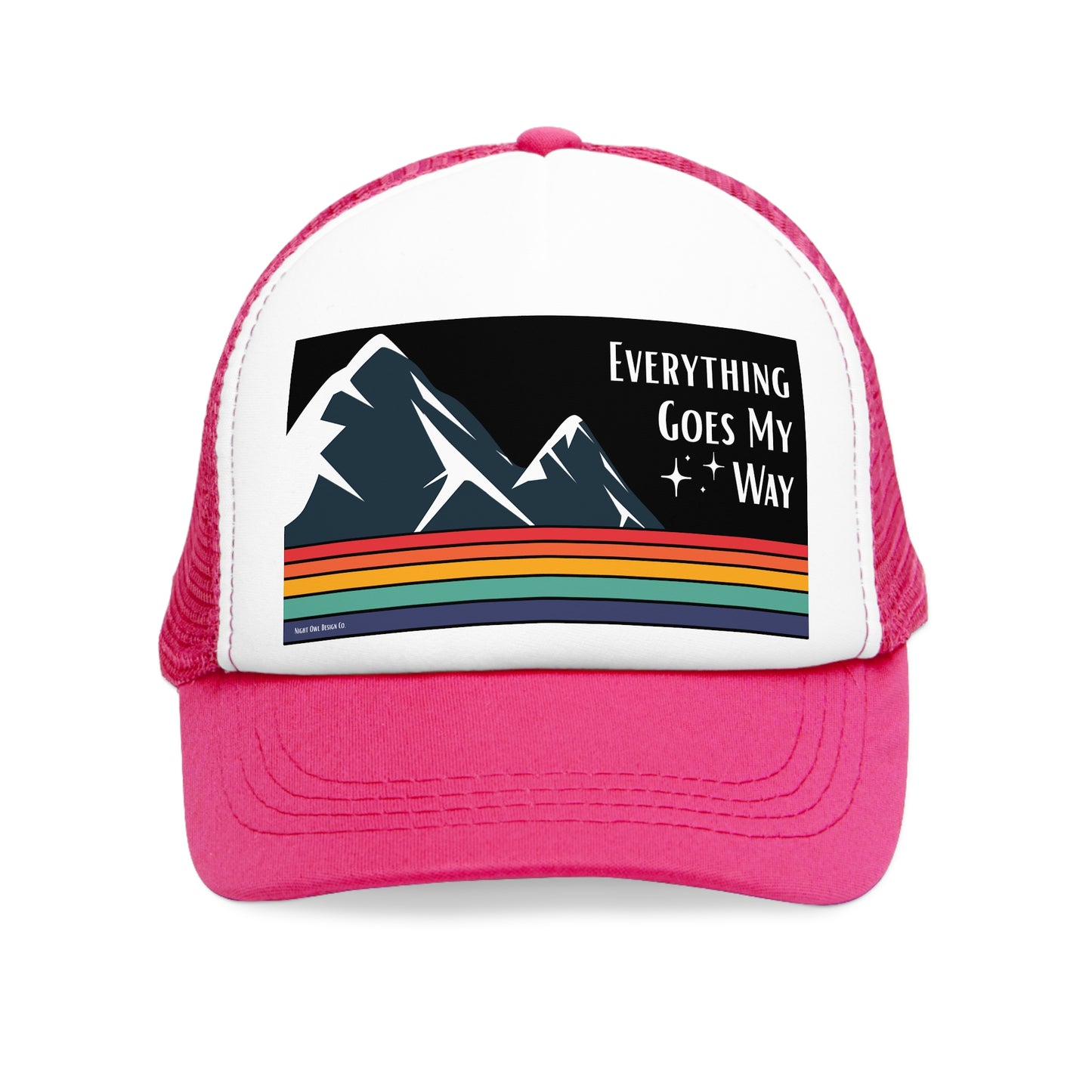 Manifestation Trucker Hat Funny Retro Mountain Trucker Cap | Fun Outdoor Hat | Gift for Hikers, Adventurers, & Nature Lovers, Casual Wear, LGBTQ+ Pride