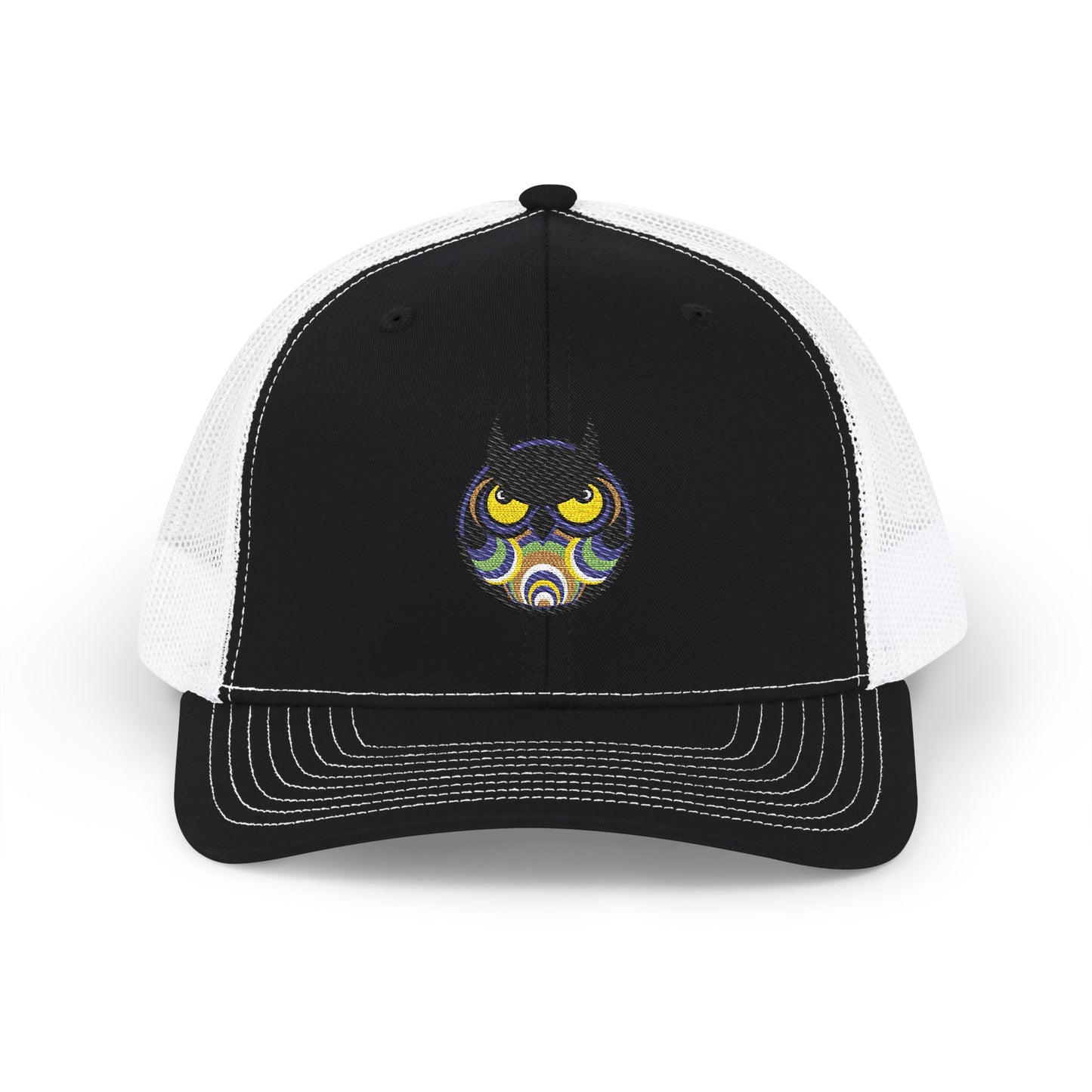Embroidered Trucker Cap — Retro Night Owl Snapback