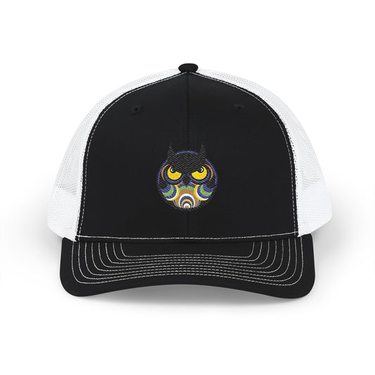 Embroidered Trucker Cap — Retro Night Owl Snapback