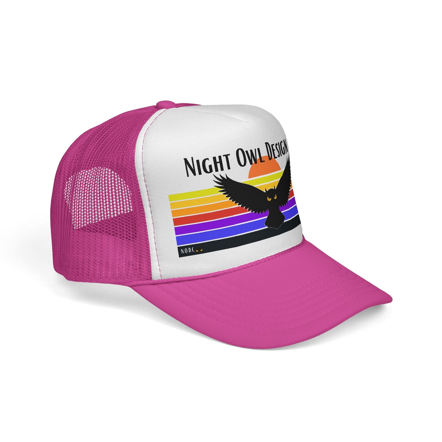 Night Owl Trucker Hat — Retro Sunset Owl
