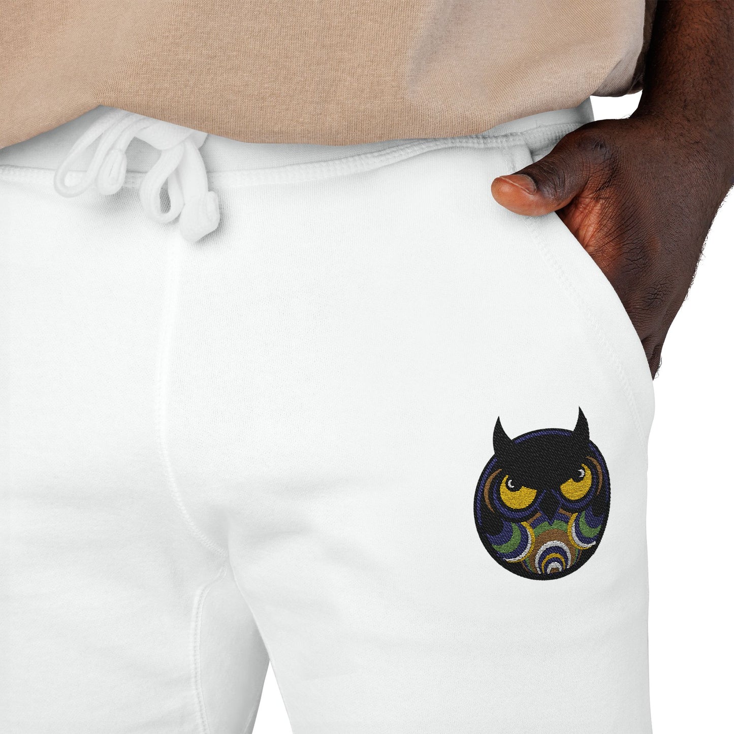Cool Owl Embroidered Sweatpants — Original Owl Patch Fleece Joggers