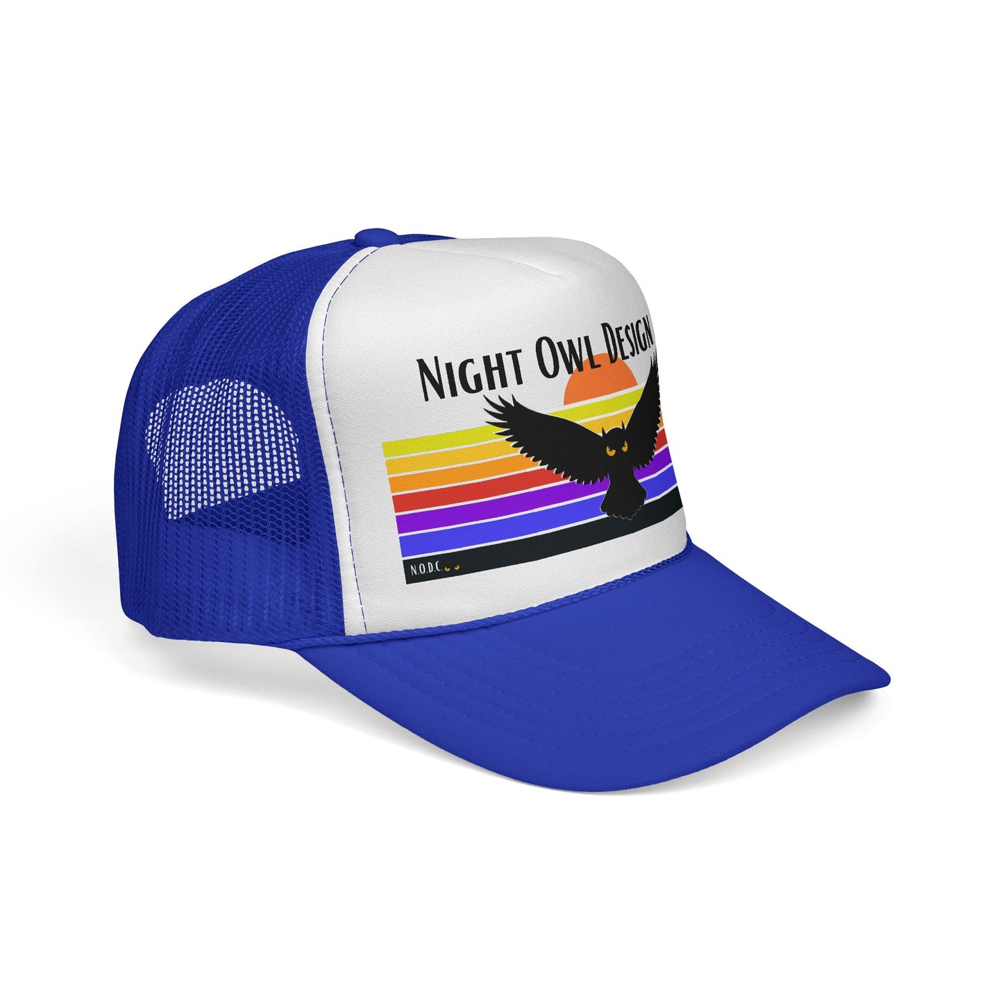 Night Owl Trucker Hat — Retro Sunset Owl