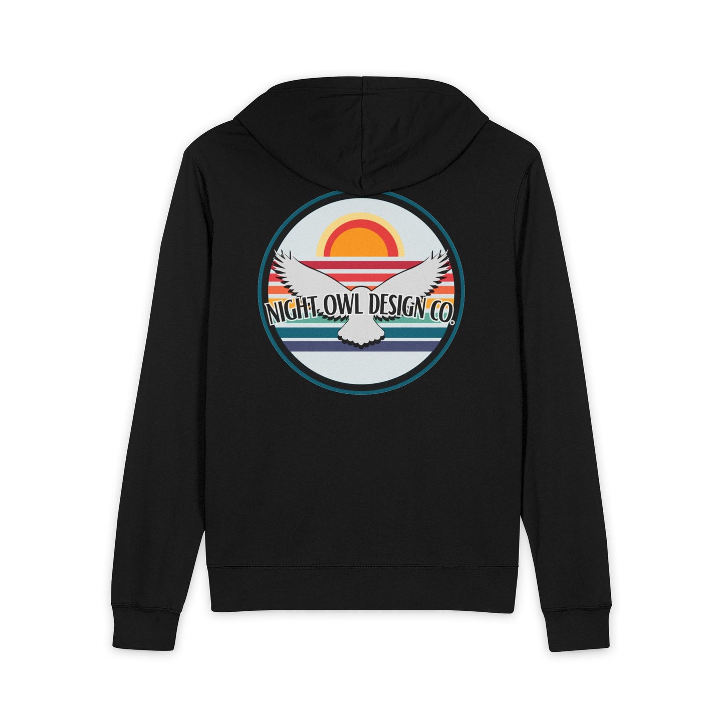 Night Owl Logo Full-Zip Hoodie — Nighttime Vibe Zip-Up for Late-Night Creatives