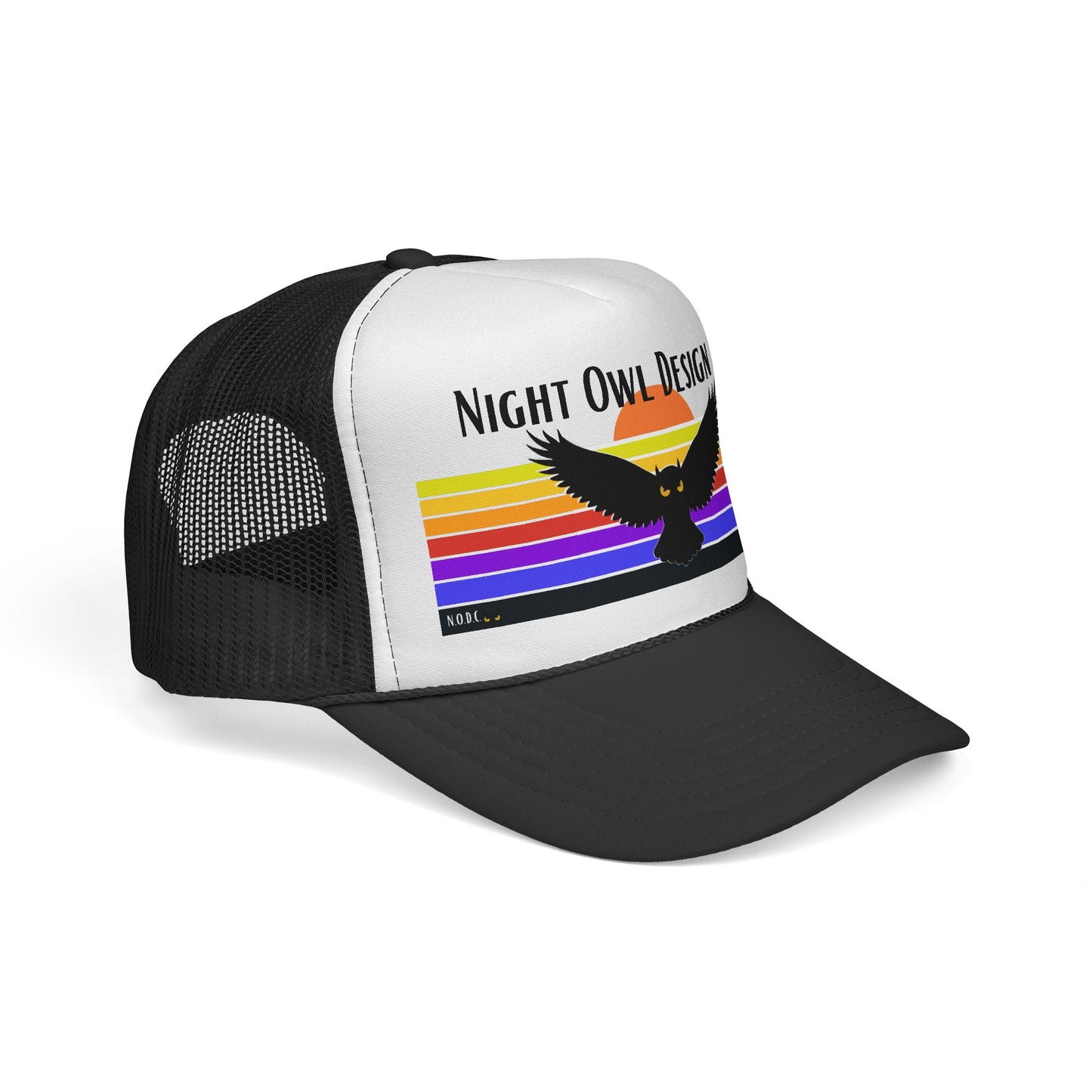 Night Owl Trucker Hat — Retro Sunset Owl