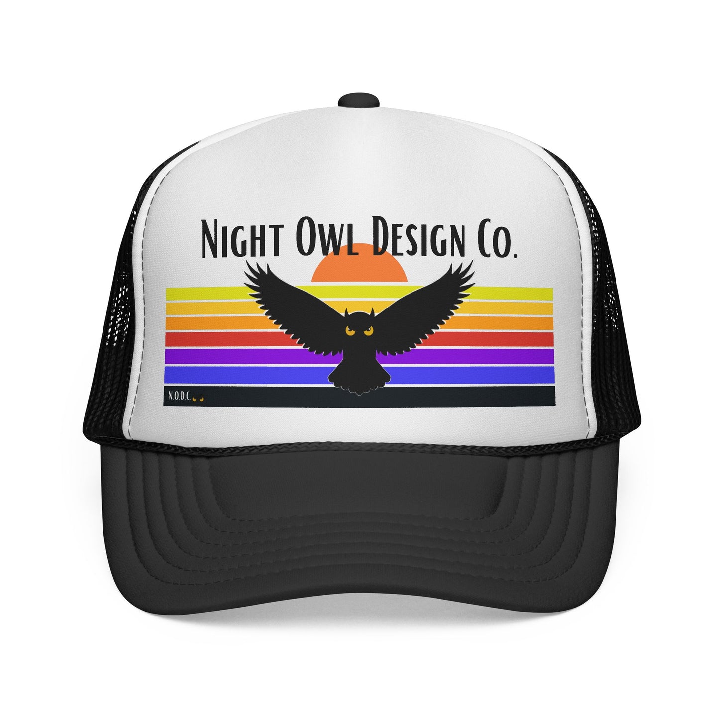 Night Owl Trucker Hat — Retro Sunset Owl