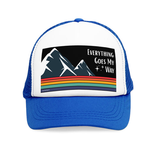 Manifestation Trucker Hat Funny Retro Mountain Trucker Cap | Fun Outdoor Hat | Gift for Hikers, Adventurers, & Nature Lovers, Casual Wear, LGBTQ+ Pride