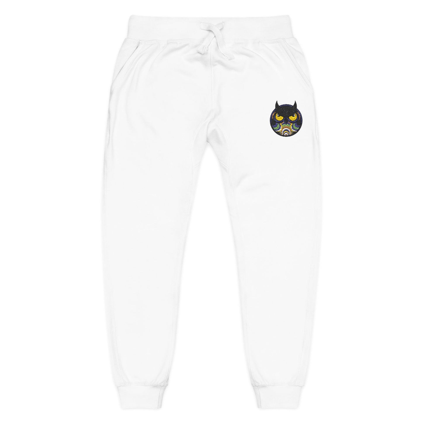 Cool Owl Embroidered Sweatpants — Original Owl Patch Fleece Joggers