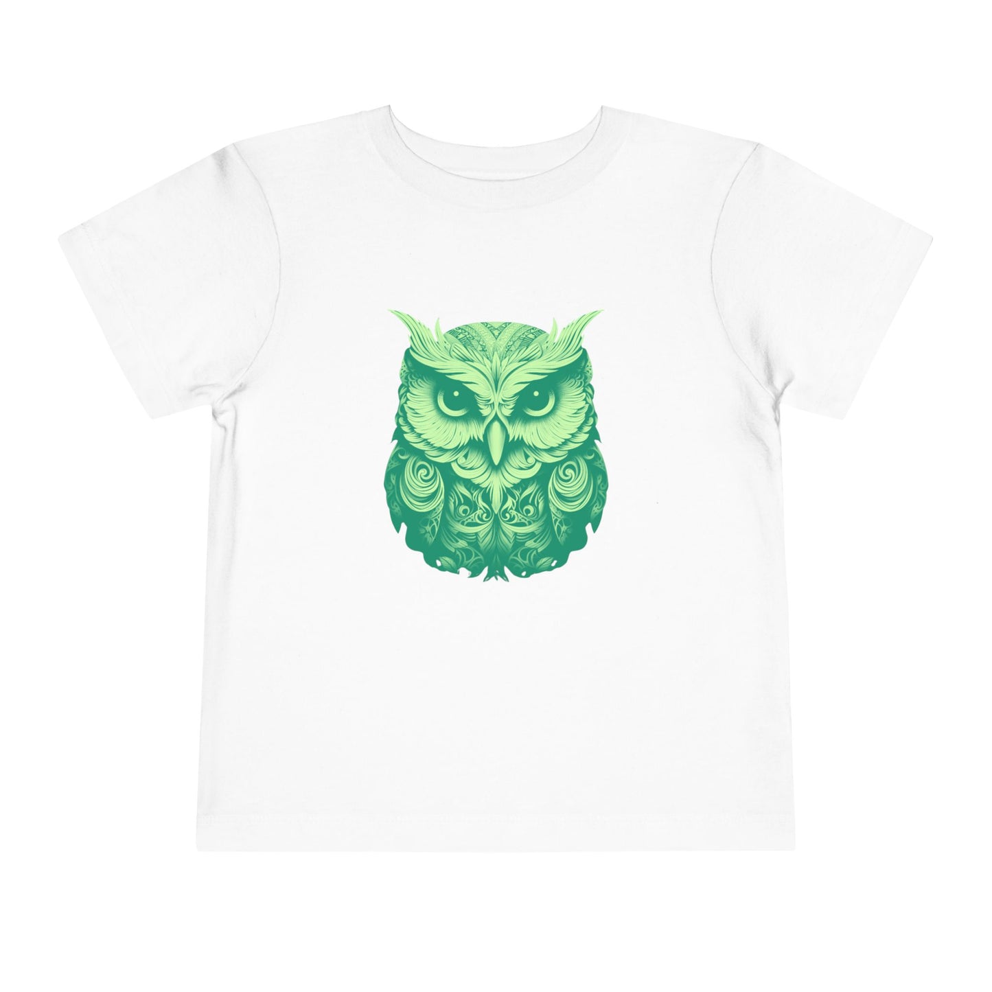 Toddler Tee - Green Botanical Owl Graphic Cute Kids Shirt