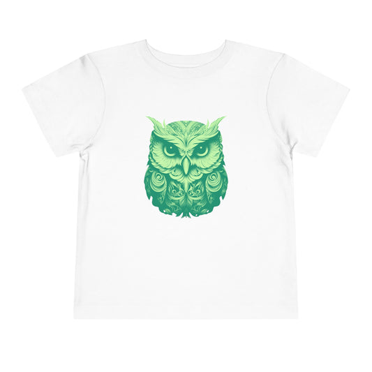 Toddler Tee - Green Botanical Owl Graphic Cute Kids Shirt