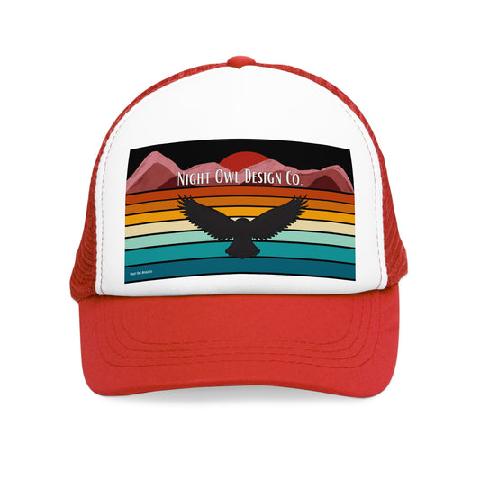 Night Owl Design Co. Retro Mountain Trucker Cap | Fun Outdoor Hat | Gift for Hikers, Adventurers, & Nature Lovers, Casual Wear, LGBTQ+ Pride