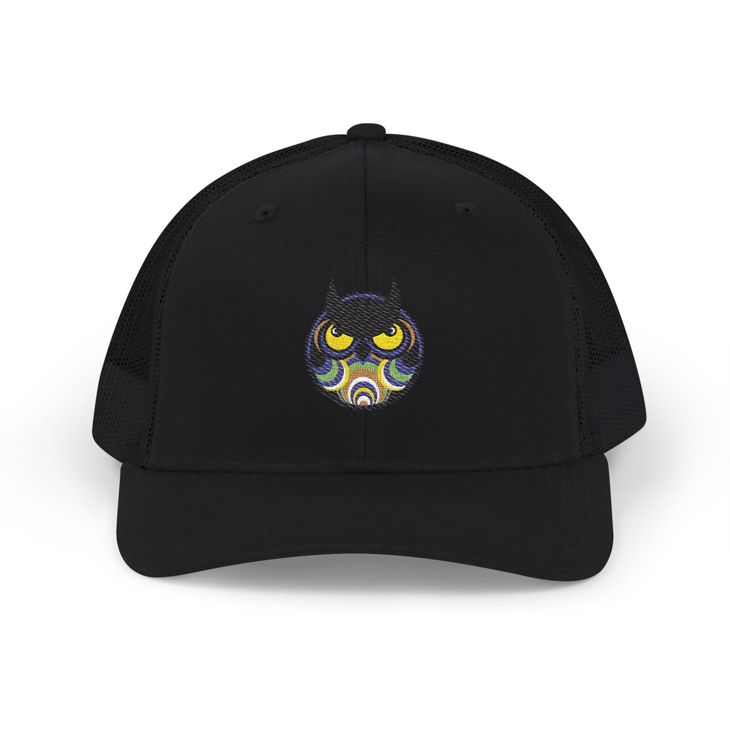 Embroidered Trucker Cap — Retro Night Owl Snapback