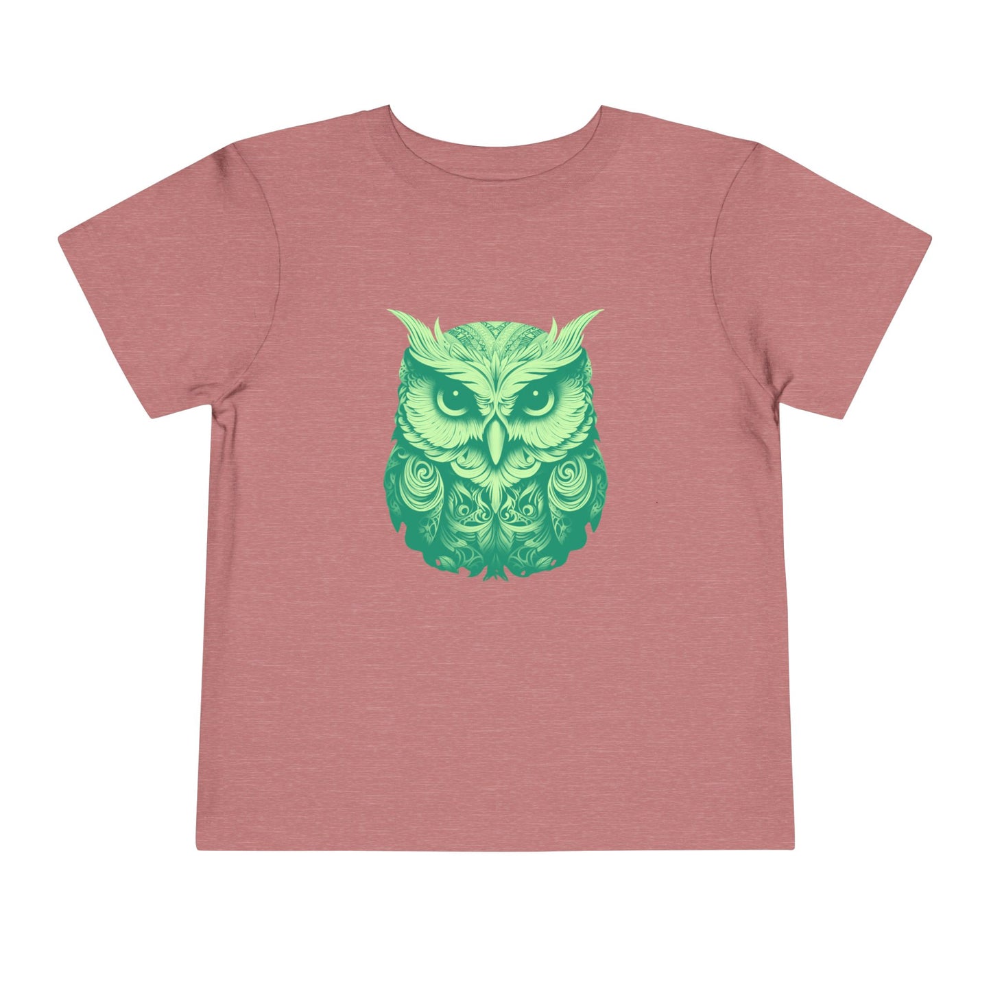 Toddler Tee - Green Botanical Owl Graphic Cute Kids Shirt