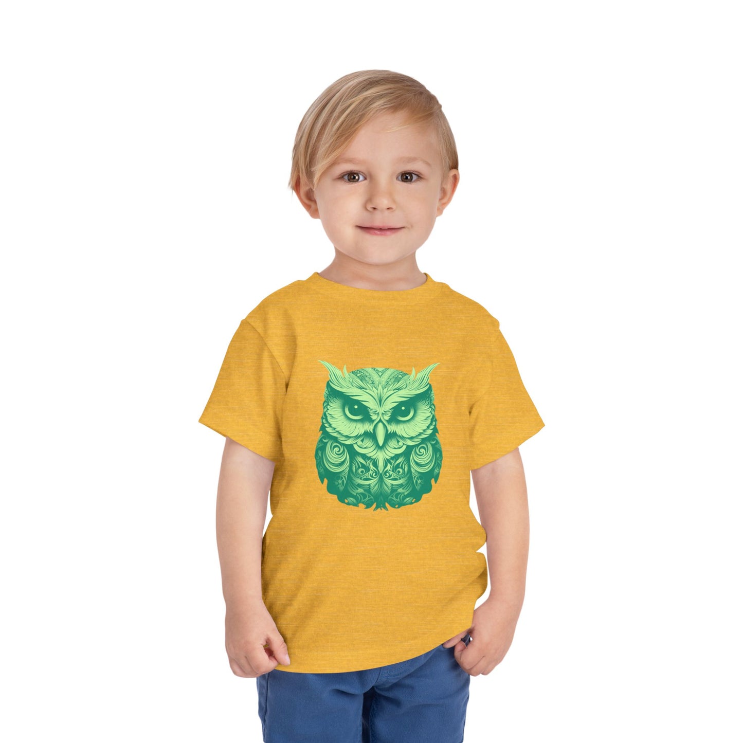 Toddler Tee - Green Botanical Owl Graphic Cute Kids Shirt