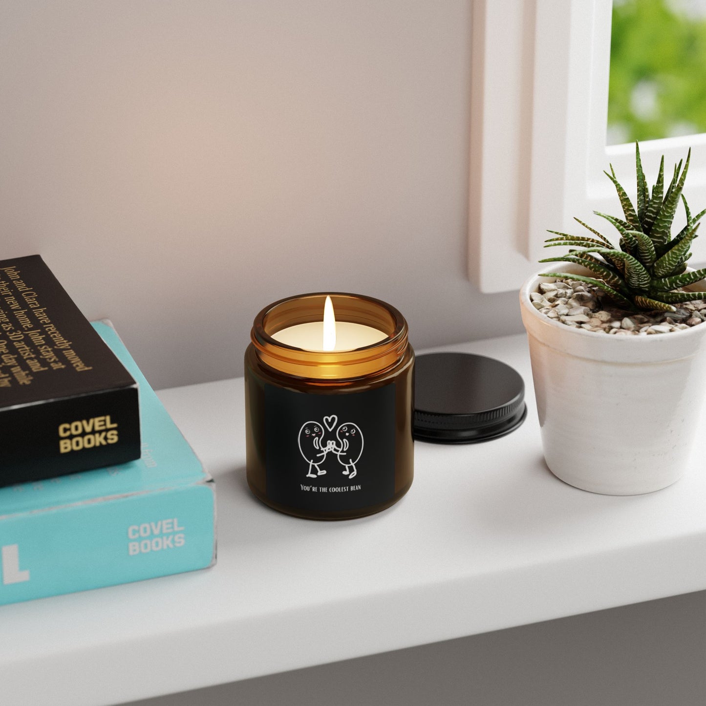 Candle — "You’re the coolest bean" Amber Soy Candle (Romantic Scented Gift)