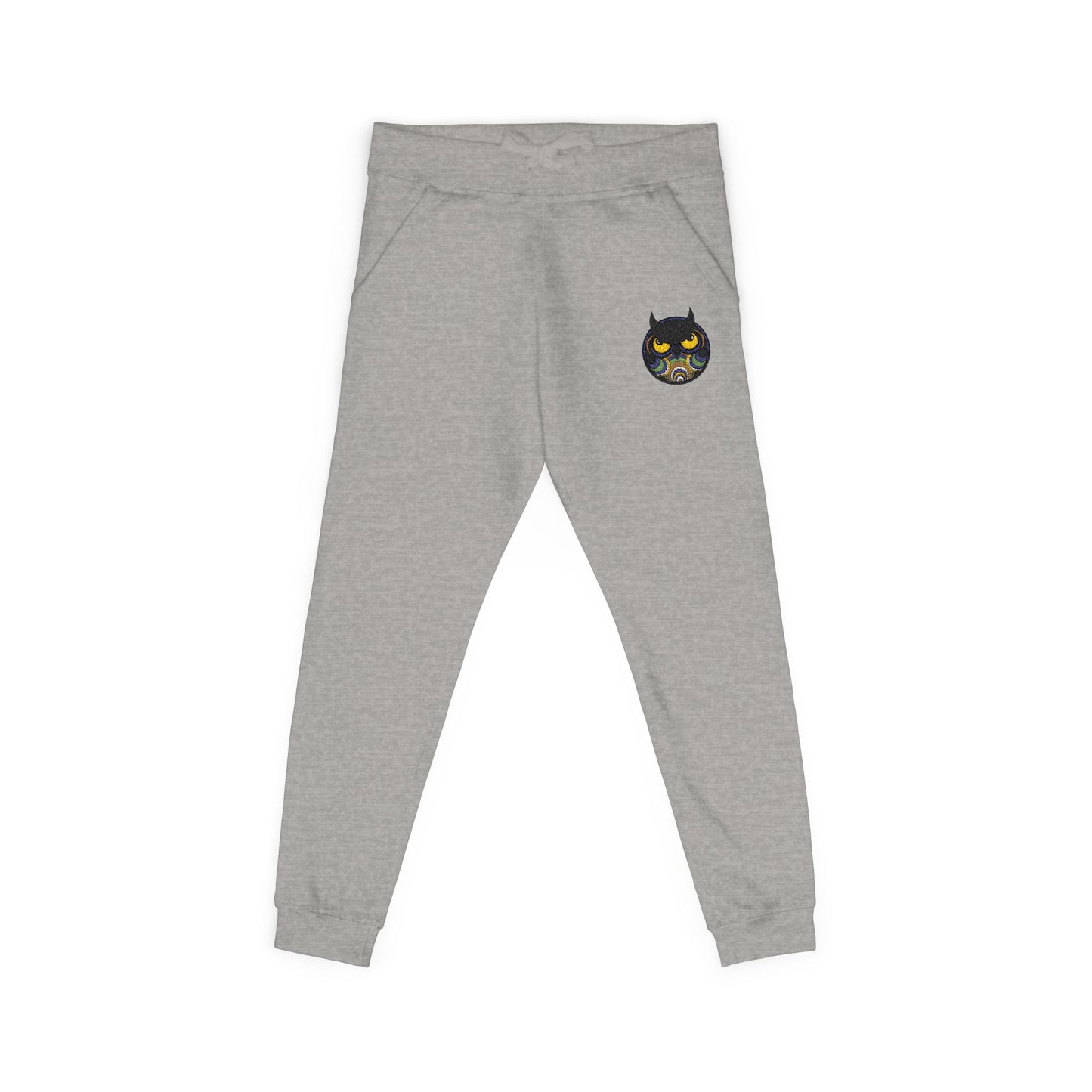 Cool Owl Embroidered Sweatpants — Original Owl Patch Fleece Joggers
