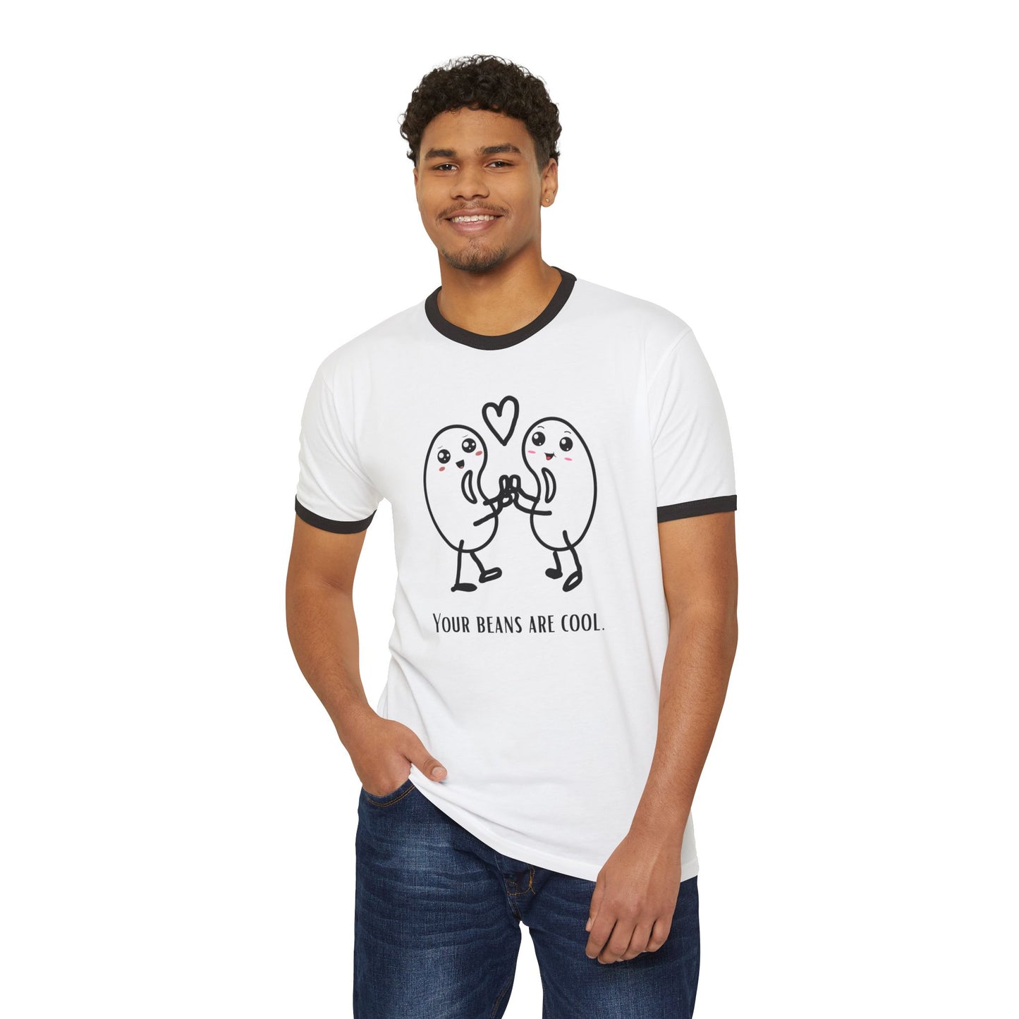 Cute 'Your Beans Are Cool' Ringer T-Shirt — Cute Bean Couple Graphic Tee