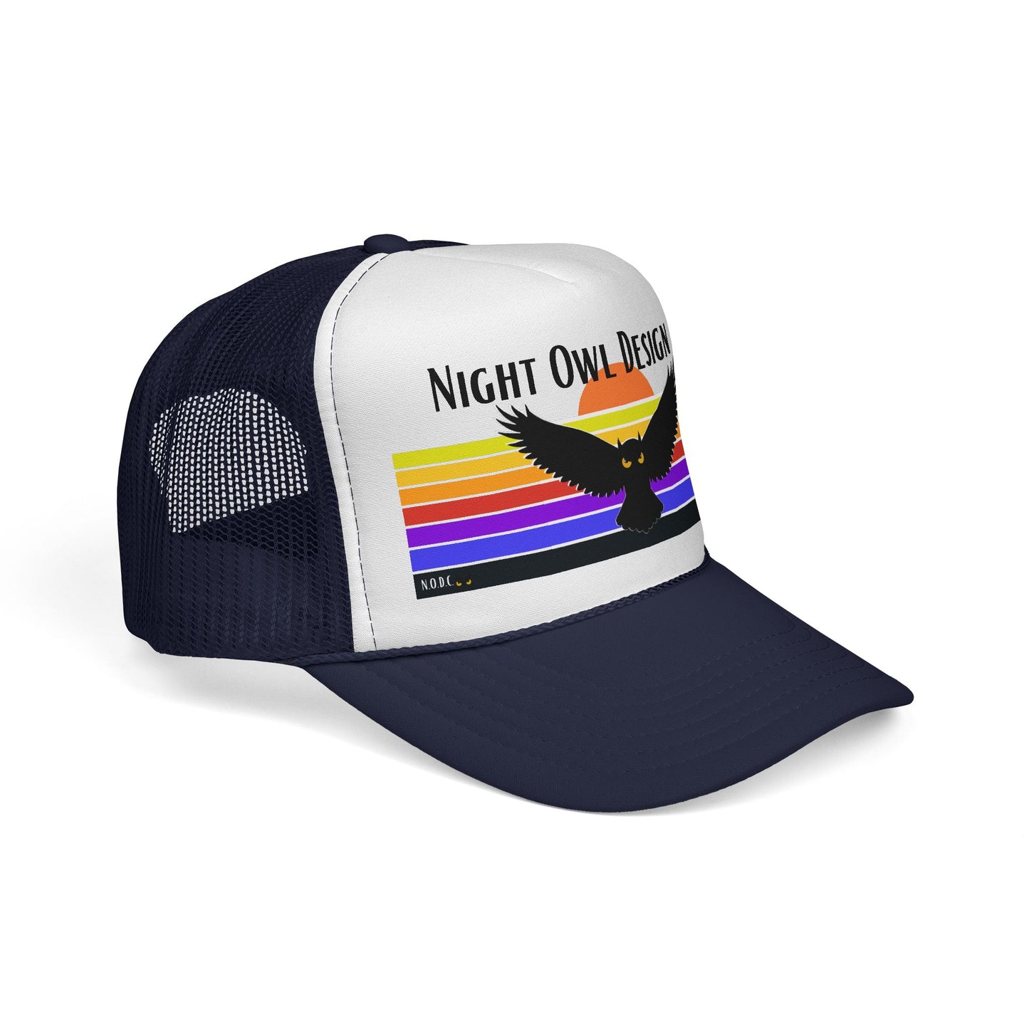 Night Owl Trucker Hat — Retro Sunset Owl