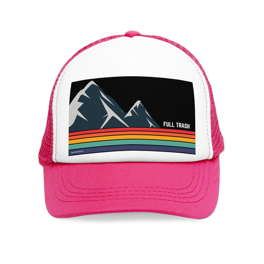 'Full Trash' Mountain Trucker Hat Retro Mountain Trucker Cap | Fun Outdoor Hat | Gift for Hikers, Adventurers, & Nature Lovers, Casual Wear, LGBTQ+ Pride