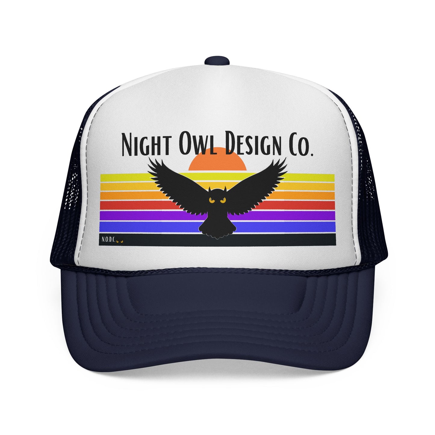 Night Owl Trucker Hat — Retro Sunset Owl