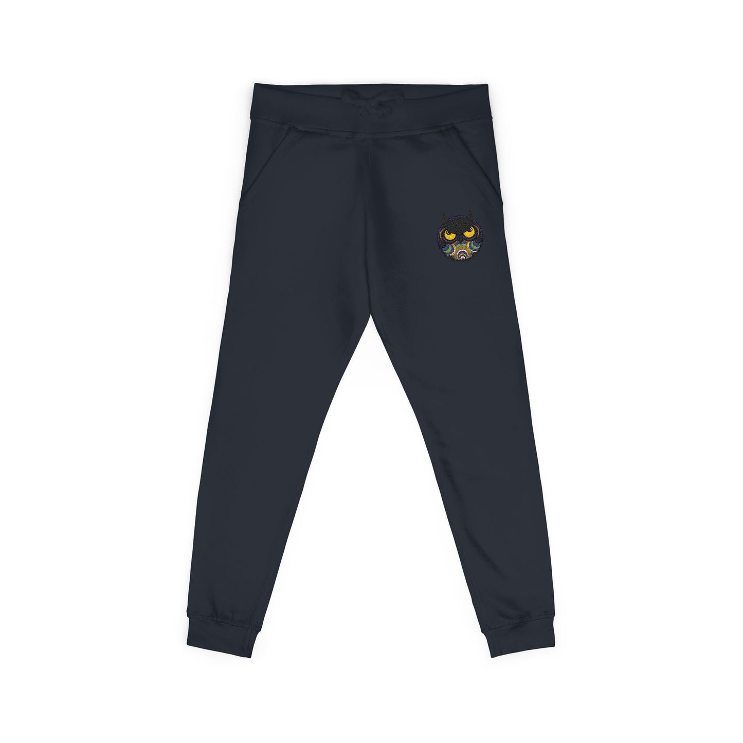 Cool Owl Embroidered Sweatpants — Original Owl Patch Fleece Joggers