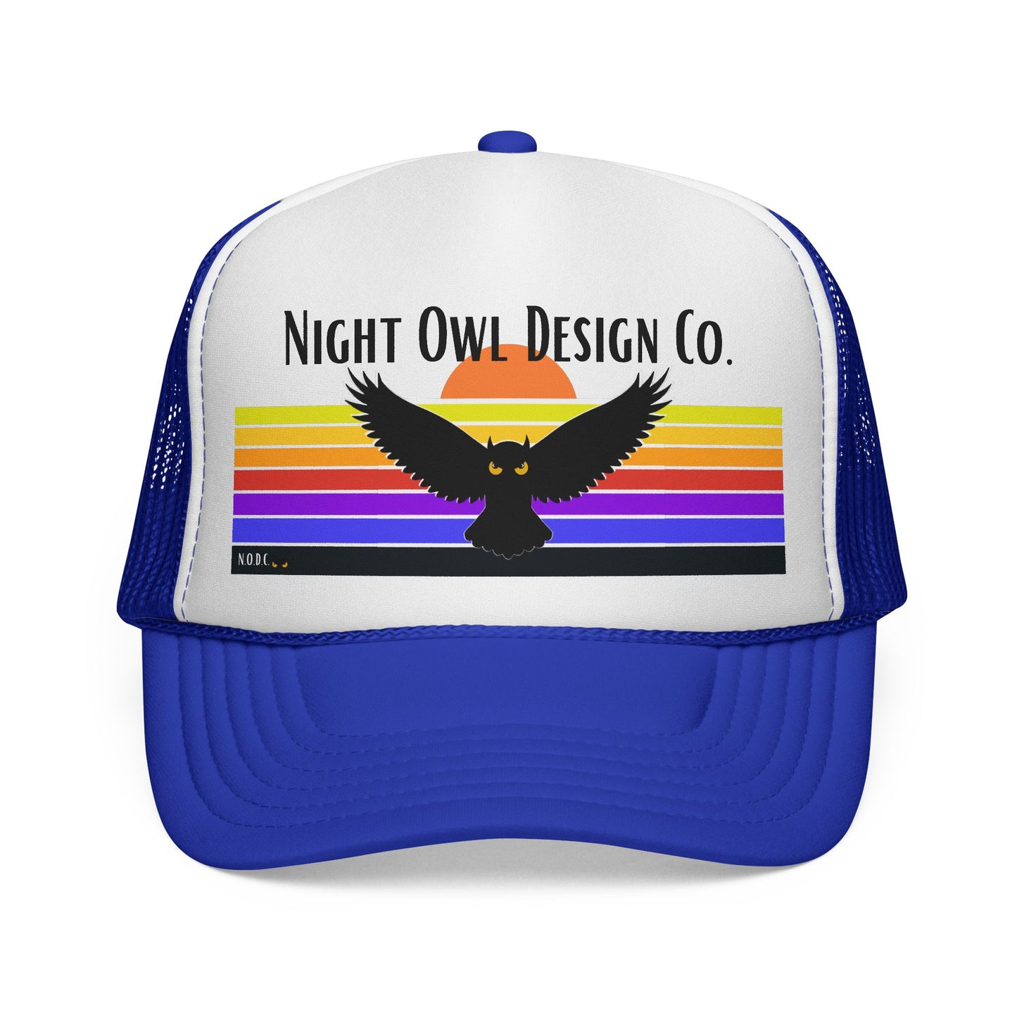 Night Owl Trucker Hat — Retro Sunset Owl