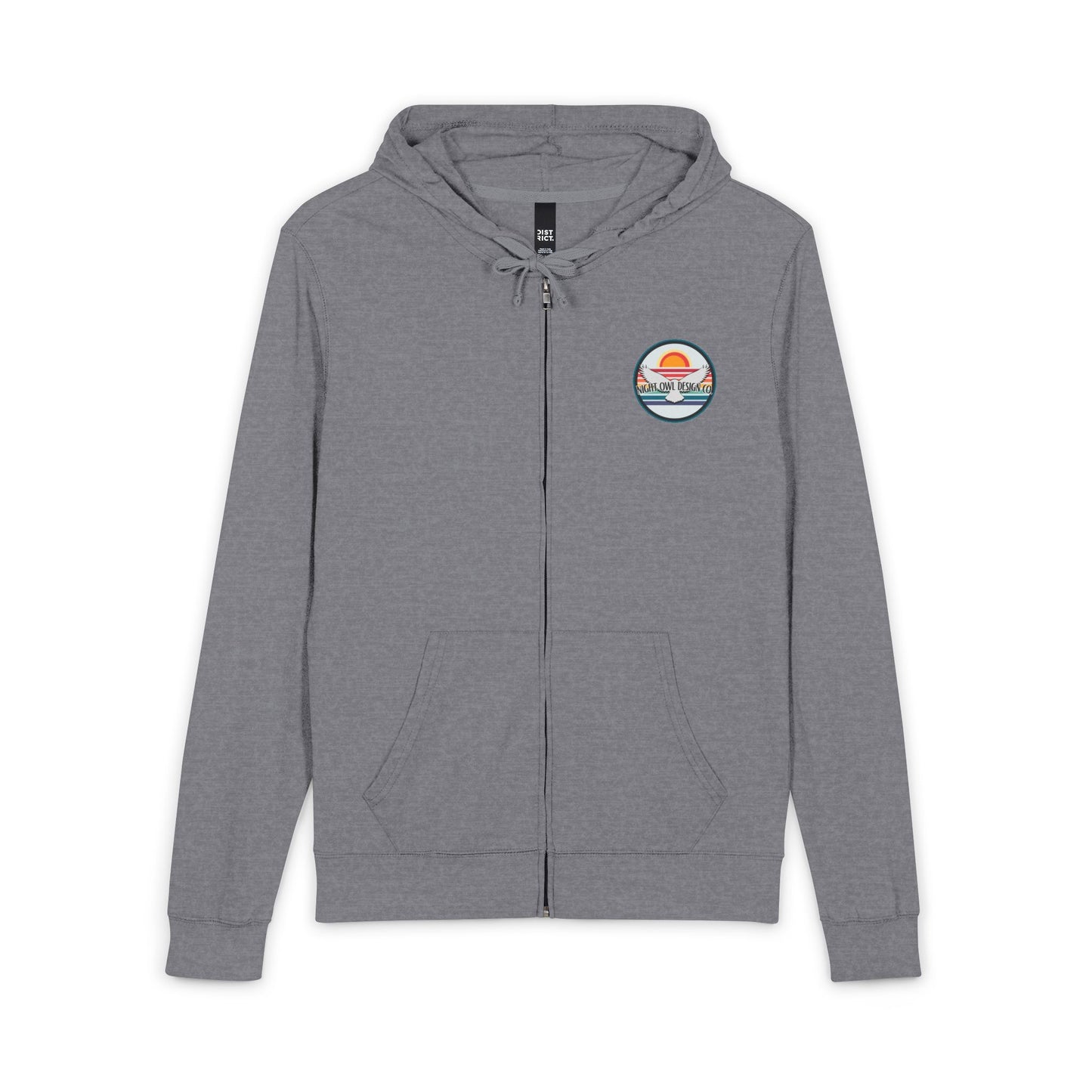 Night Owl Logo Full-Zip Hoodie — Nighttime Vibe Zip-Up for Late-Night Creatives
