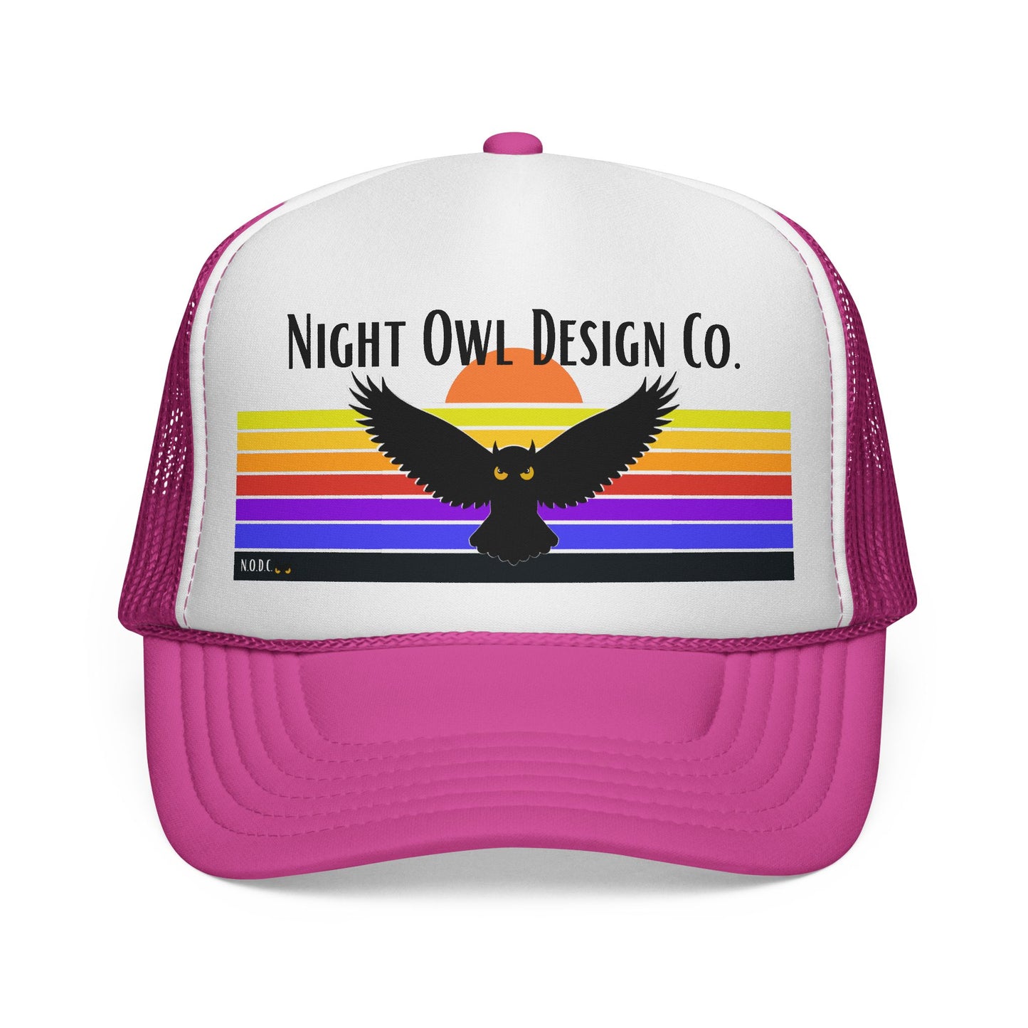 Night Owl Trucker Hat — Retro Sunset Owl