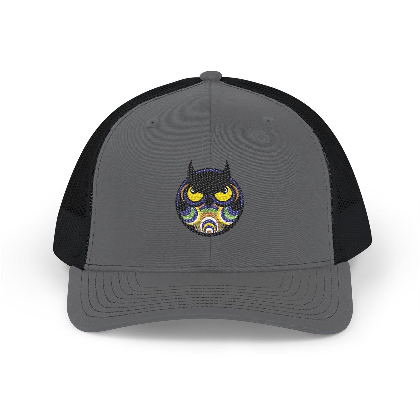 Embroidered Trucker Cap — Retro Night Owl Snapback