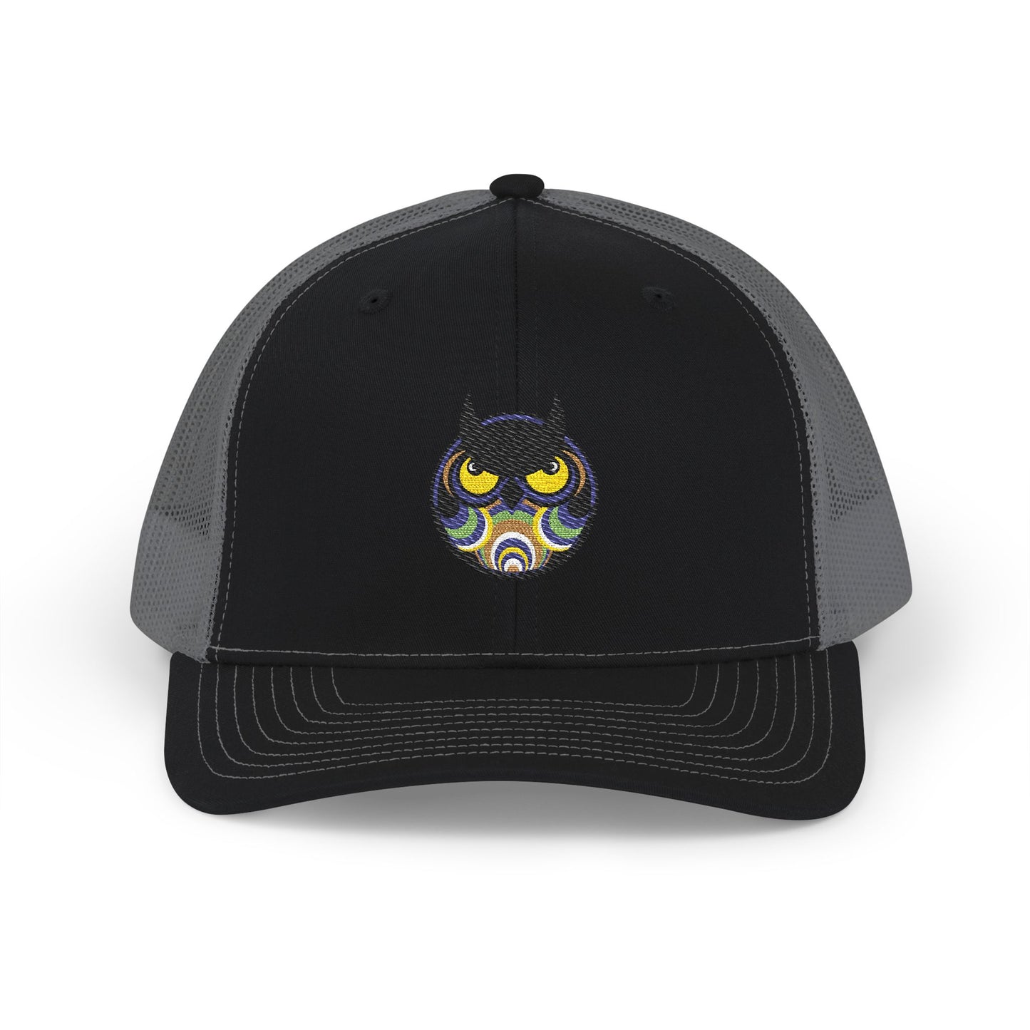 Embroidered Trucker Cap — Retro Night Owl Snapback